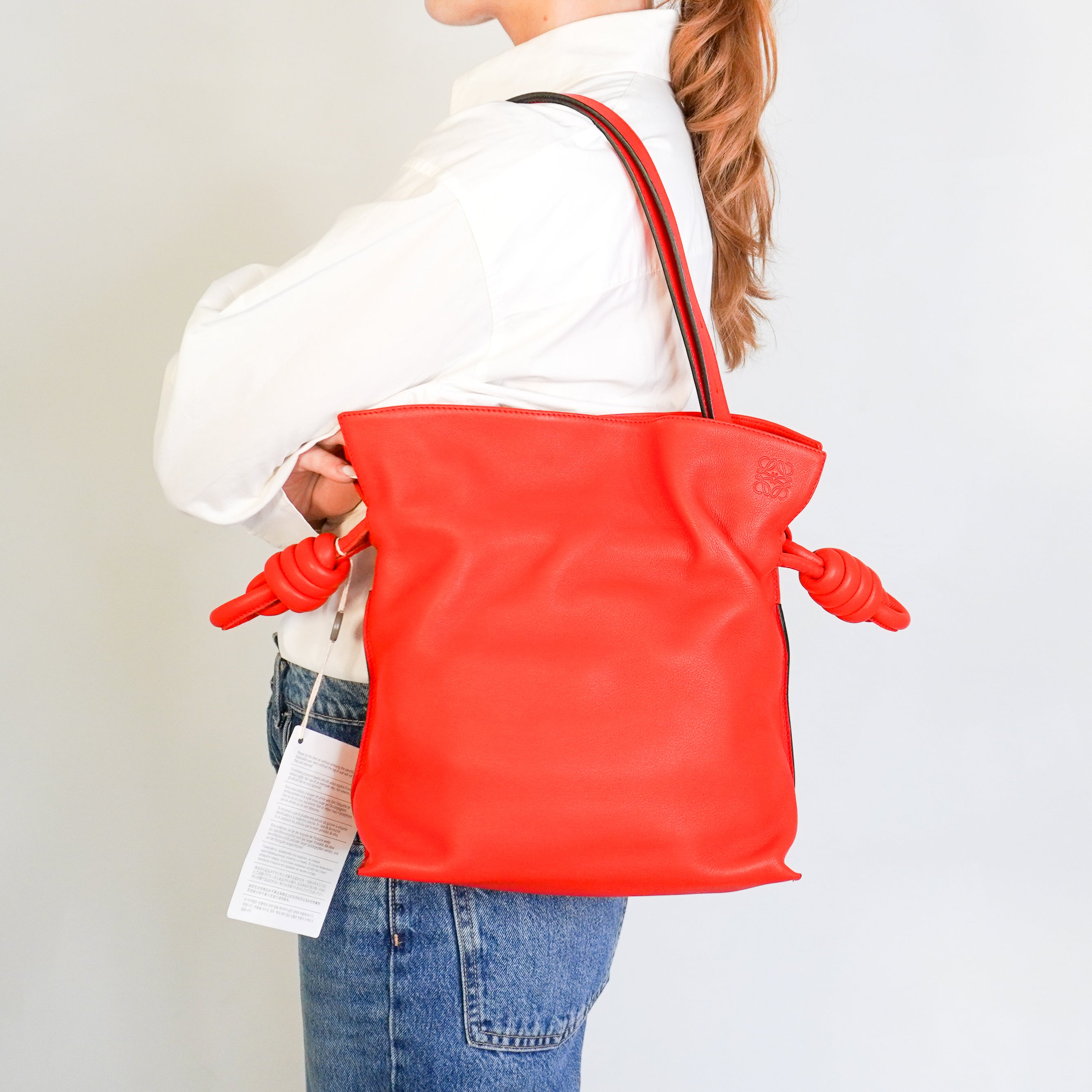 LOEWE Flamenco Knot Tote Bag in Primary Red (RRP £2900) | Authentic Preloved