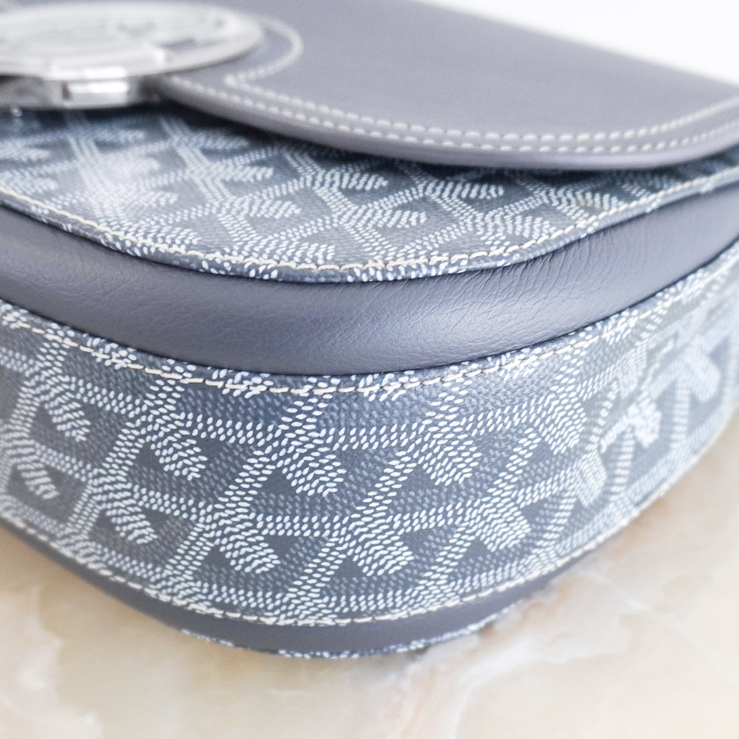 NEW Goyard 233 PM Bag in Grey Goyardine and Taurillon Leather (RRP £2500) | Authentic Preloved