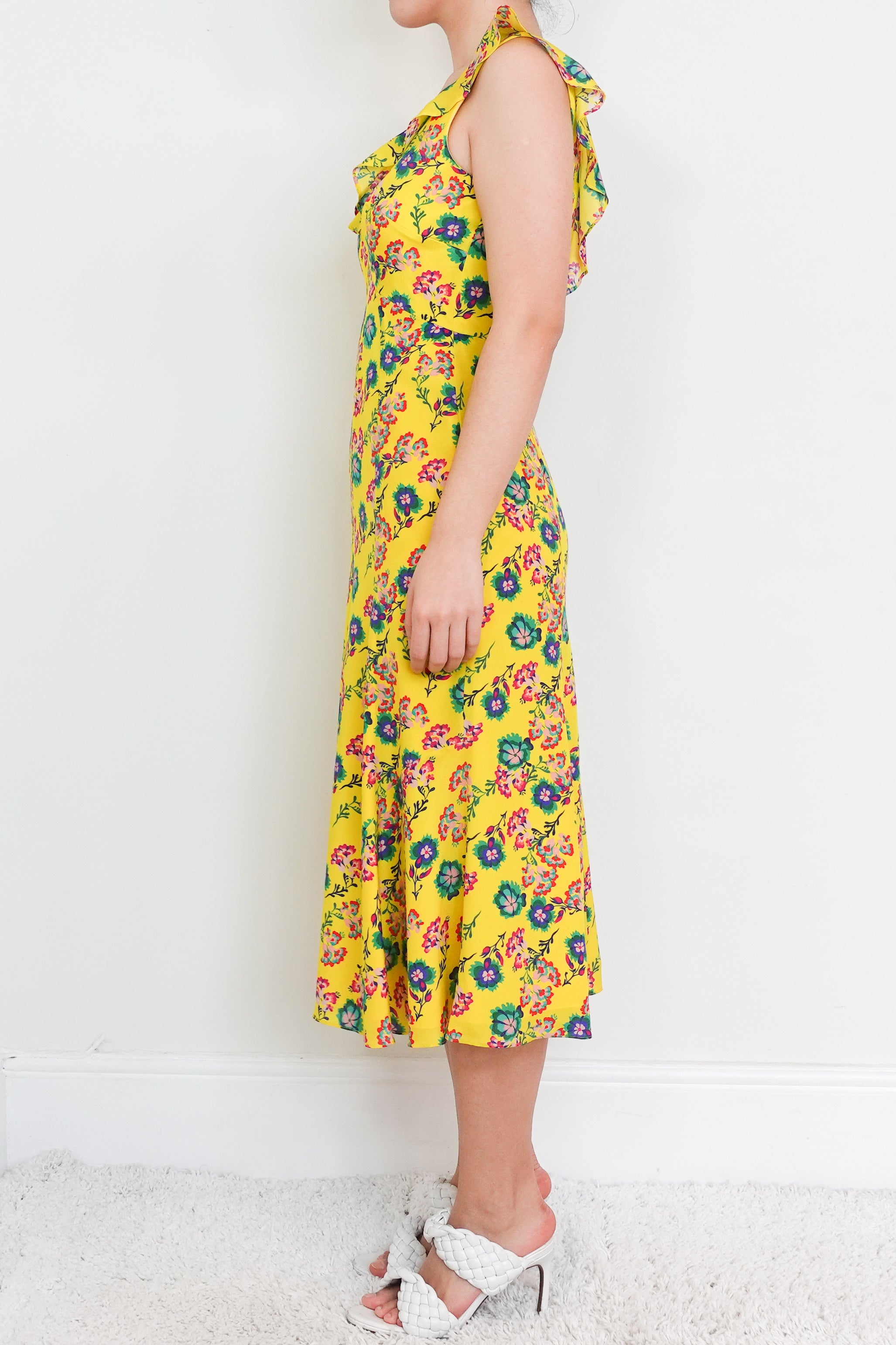 Yellow Floral sleeveless midi dress RRP £450