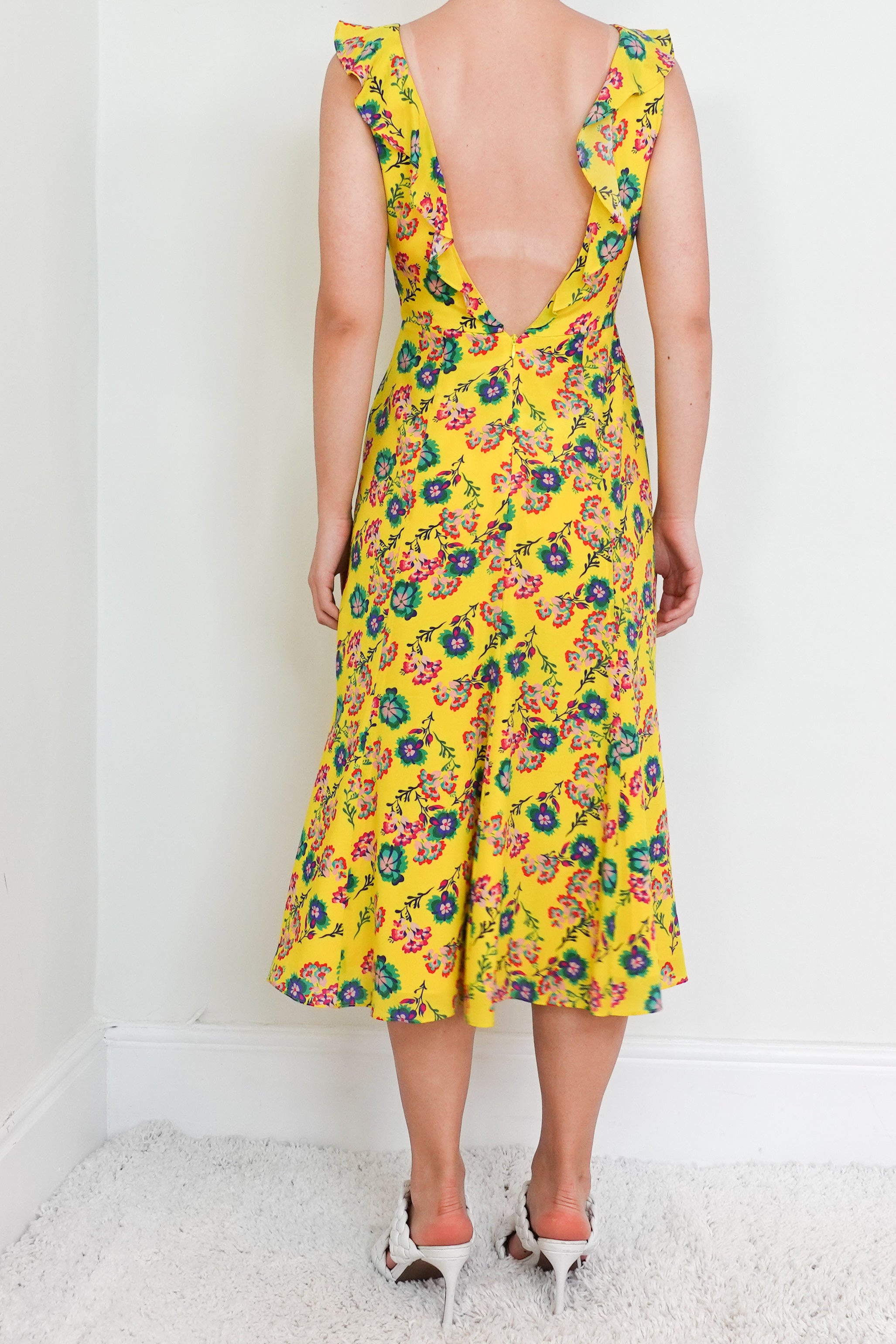 Yellow Floral sleeveless midi dress RRP £450