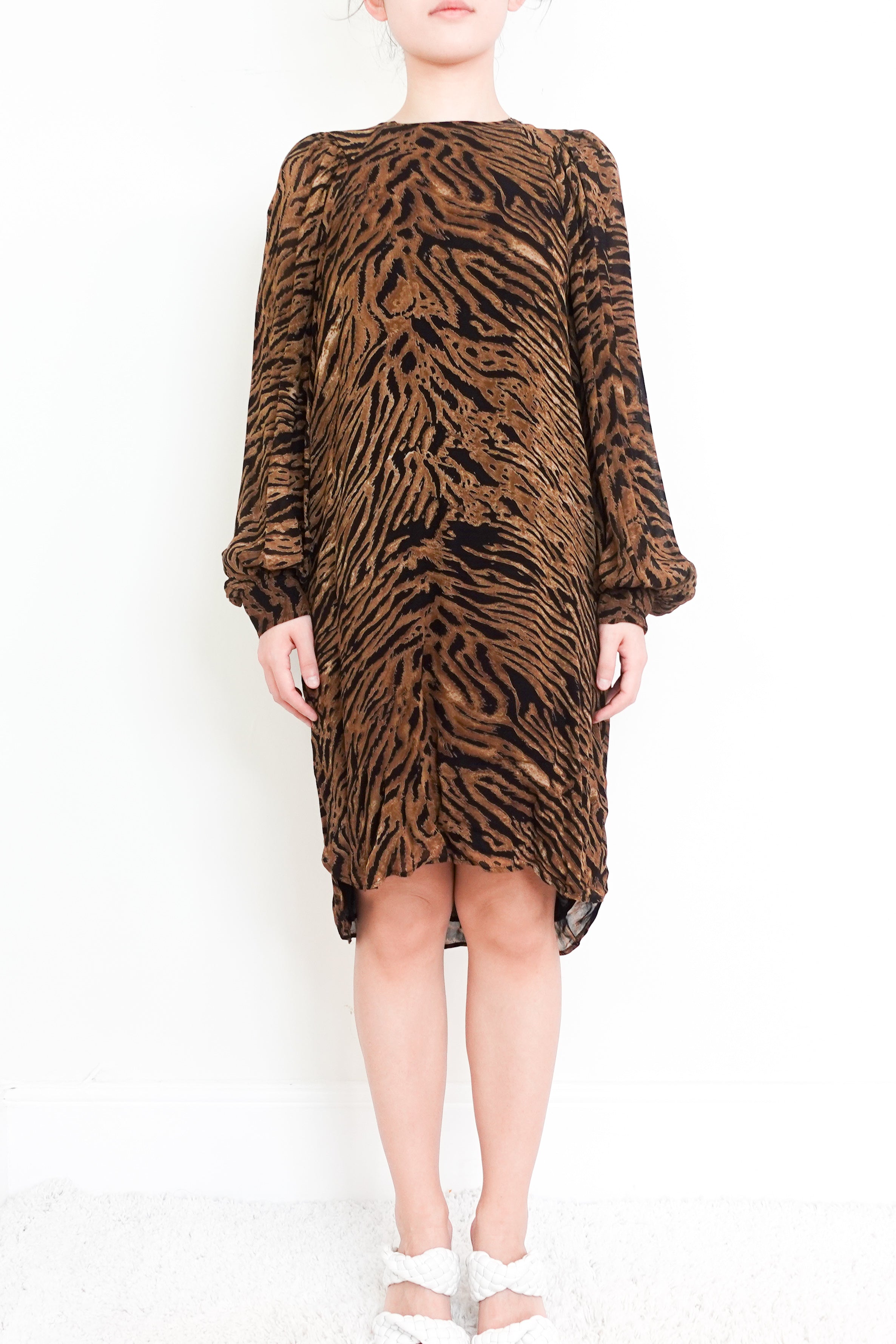 Tiger print long sleeve dress RRP £325