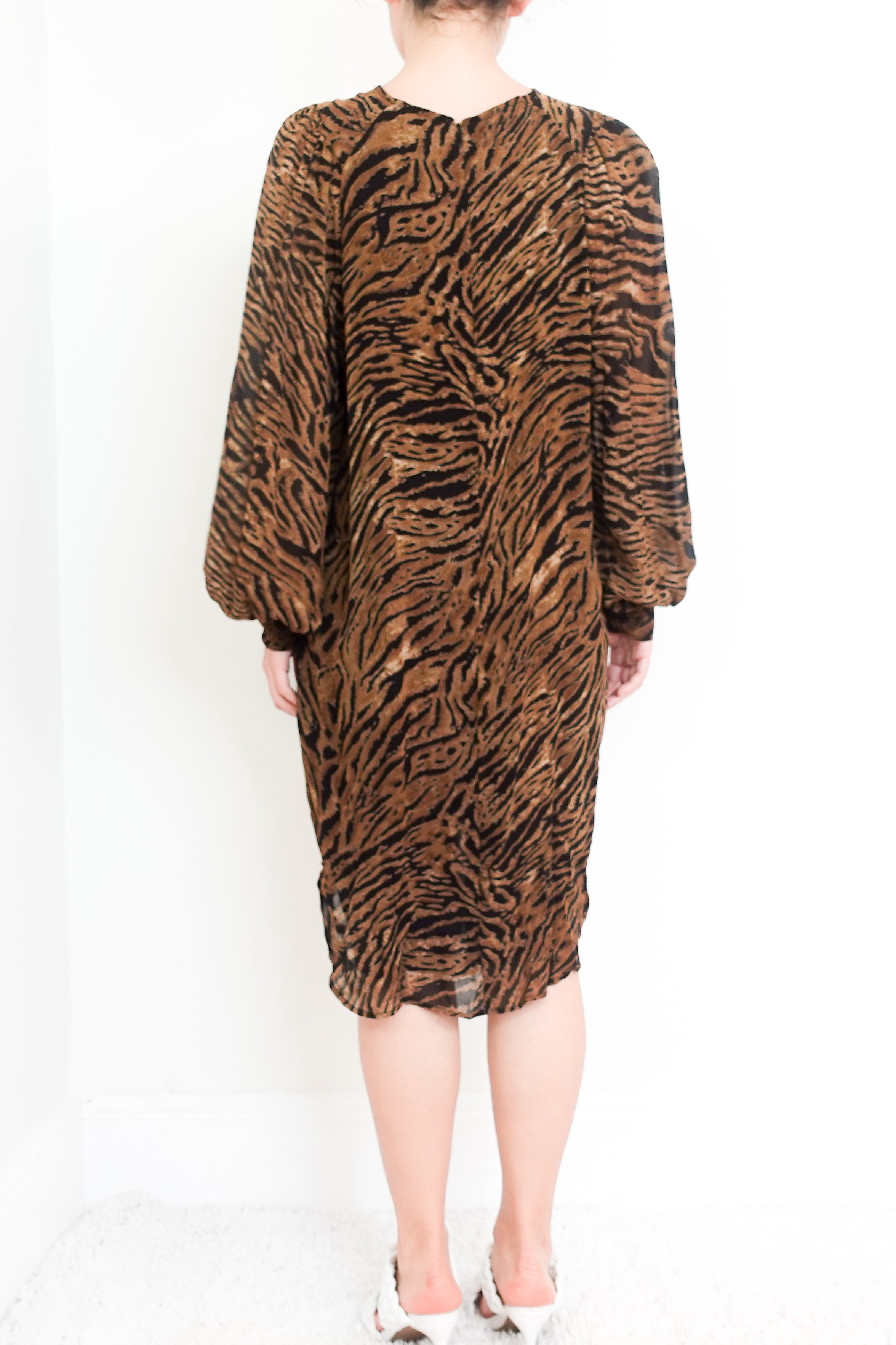 Tiger print long sleeve dress RRP £325