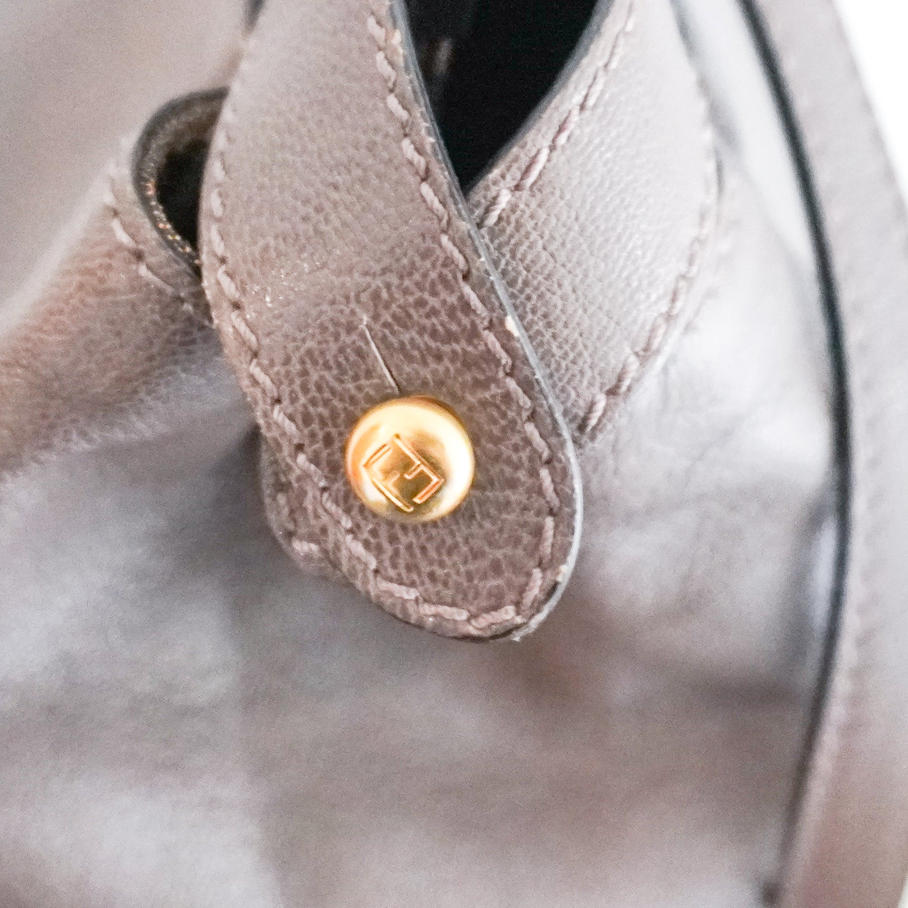 Fendi Peekaboo Large Taupe Leather Satchel Bag with Charm (RRP £3500) | Authentic Preloved
