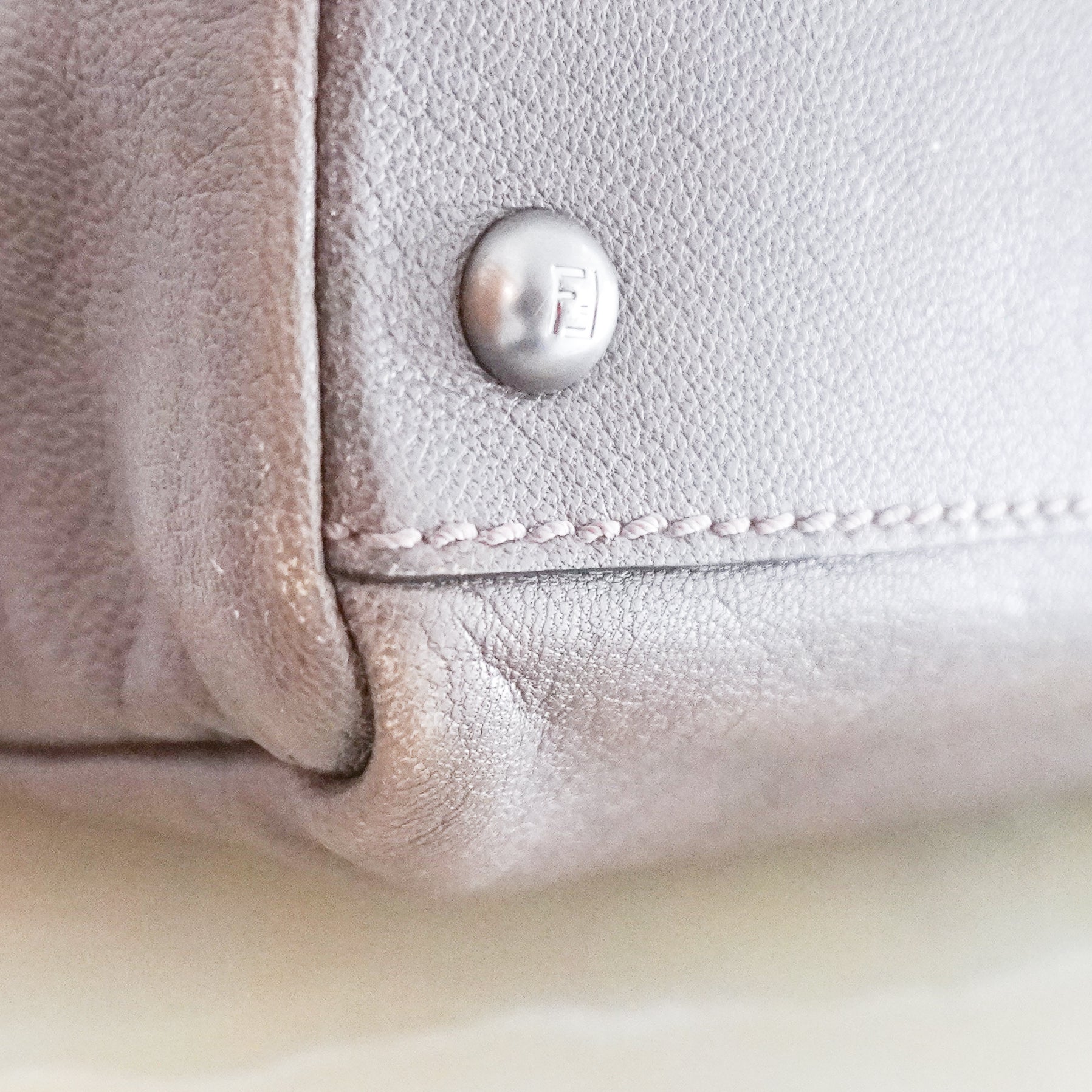 Fendi Peekaboo Large Taupe Leather Satchel Bag with Charm (RRP £3500) | Authentic Preloved