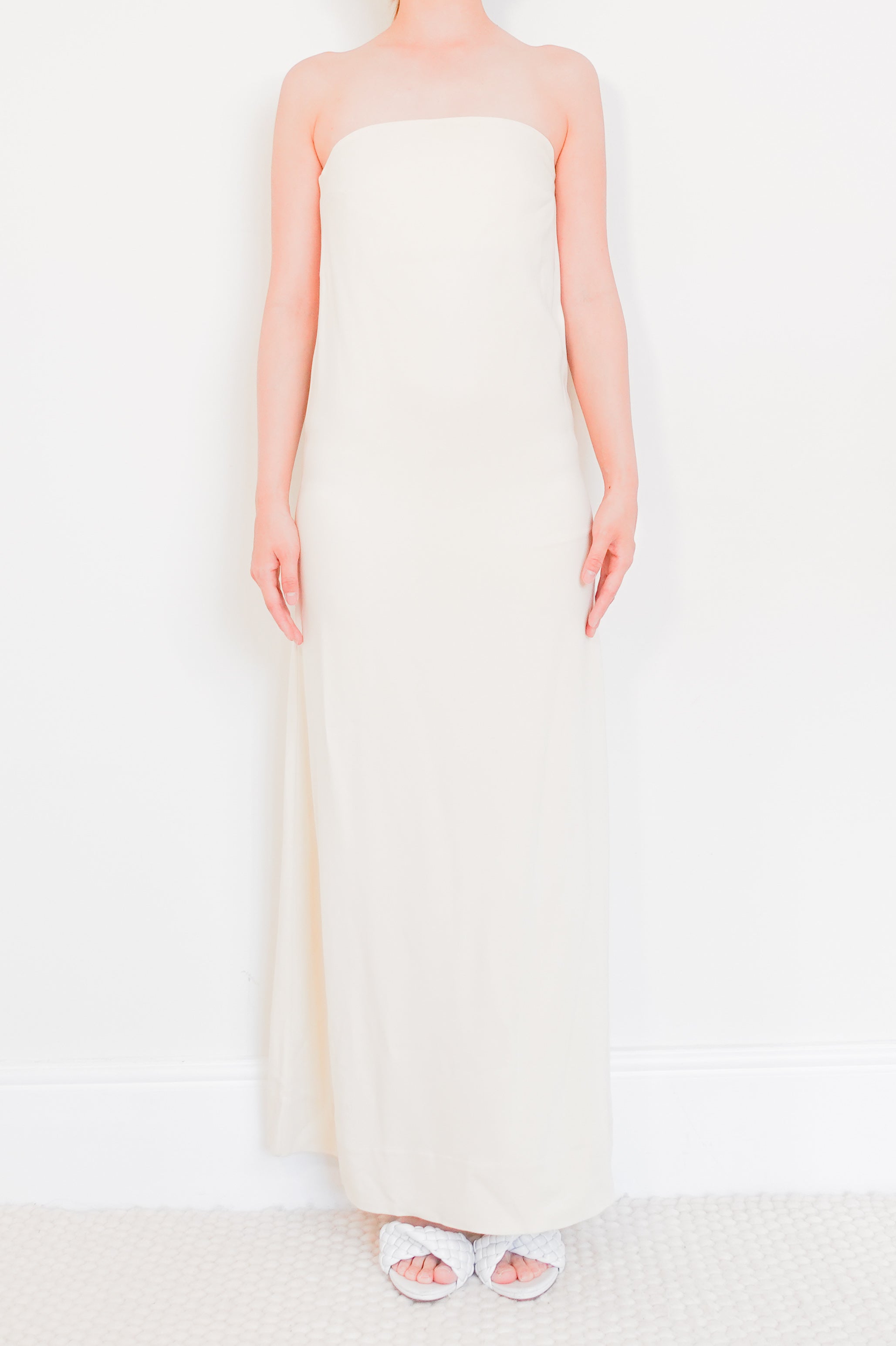 Laced cream maxi strapless dress RRP £1600