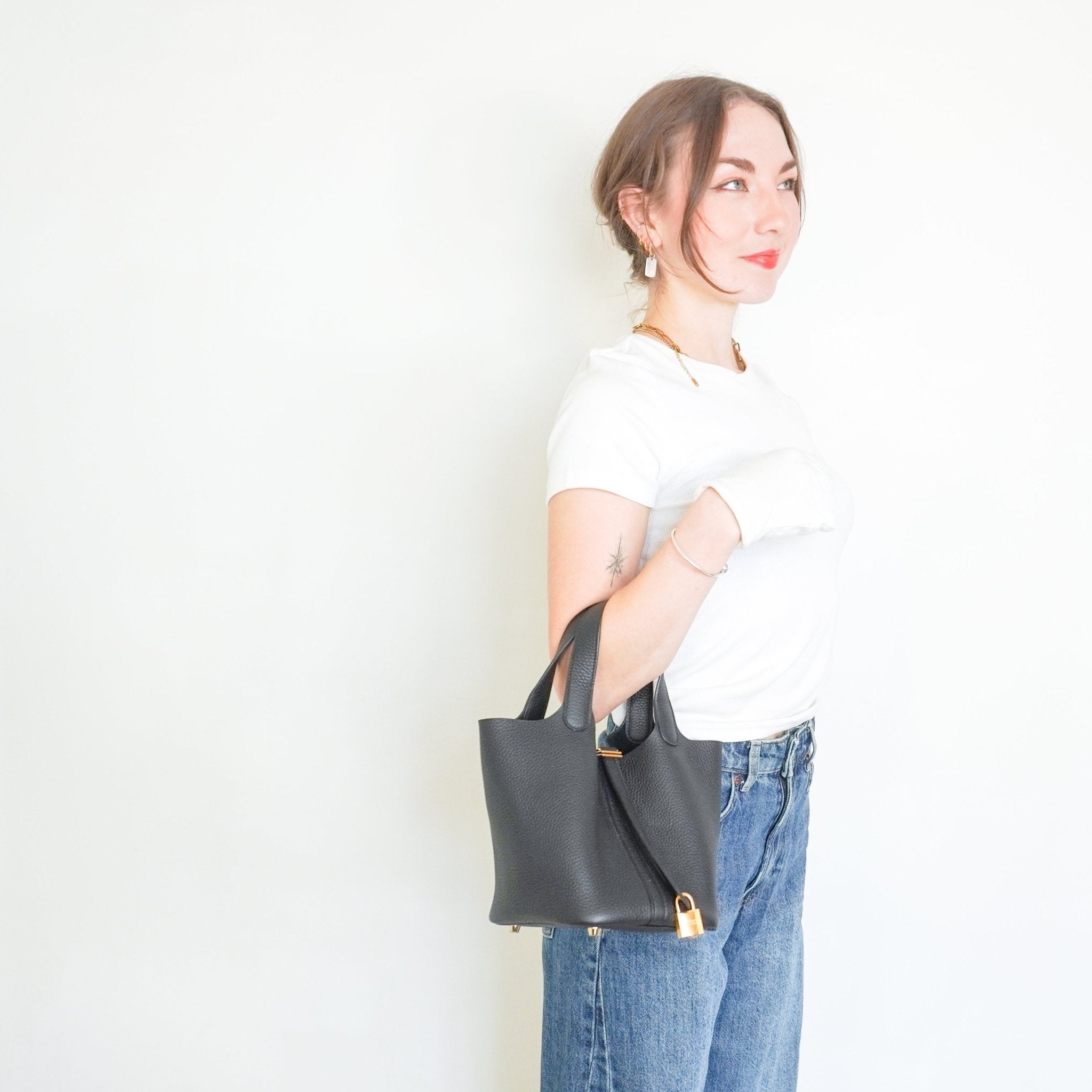 NEW Hermès Picotin Lock 18 PM Noir Clemence Leather Tote Bag | Authentic Preloved - Reloved Again