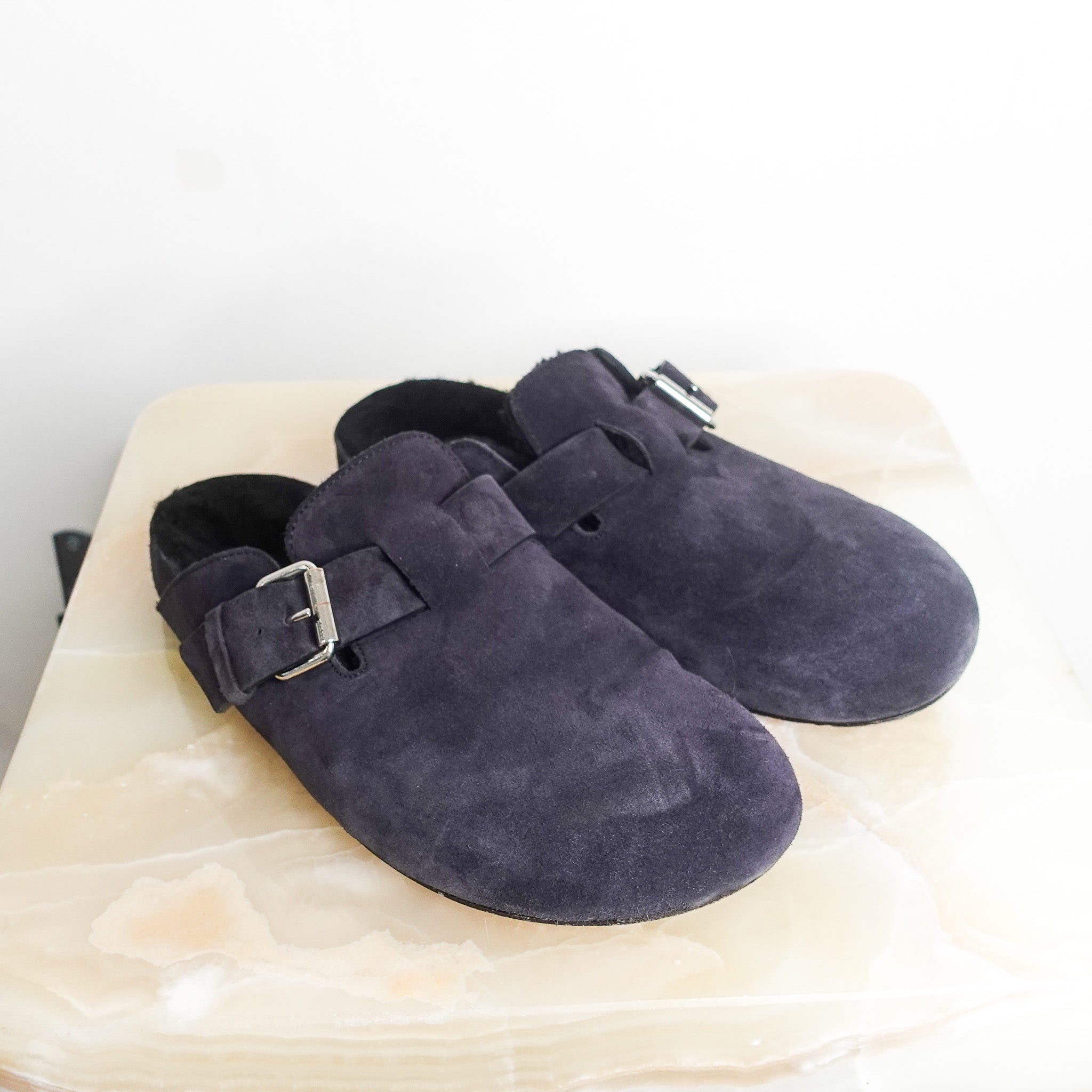 Suede slip on mules RPR £300