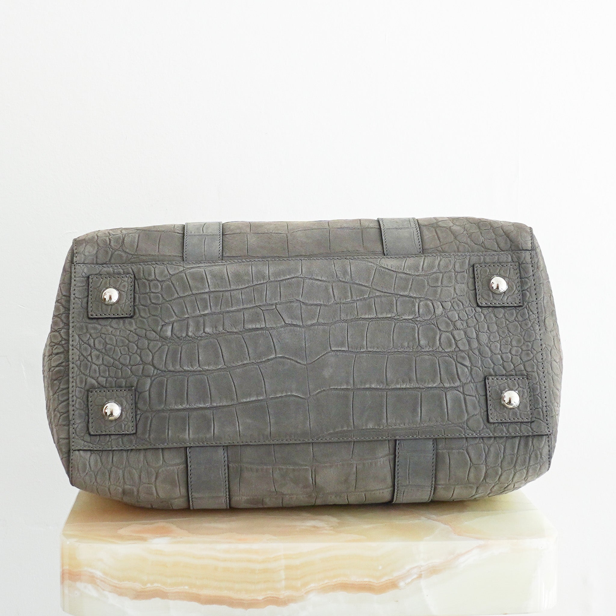 Mulberry Bayswater Croc Tote in Grey RRP £1200 | Authentic Preloved