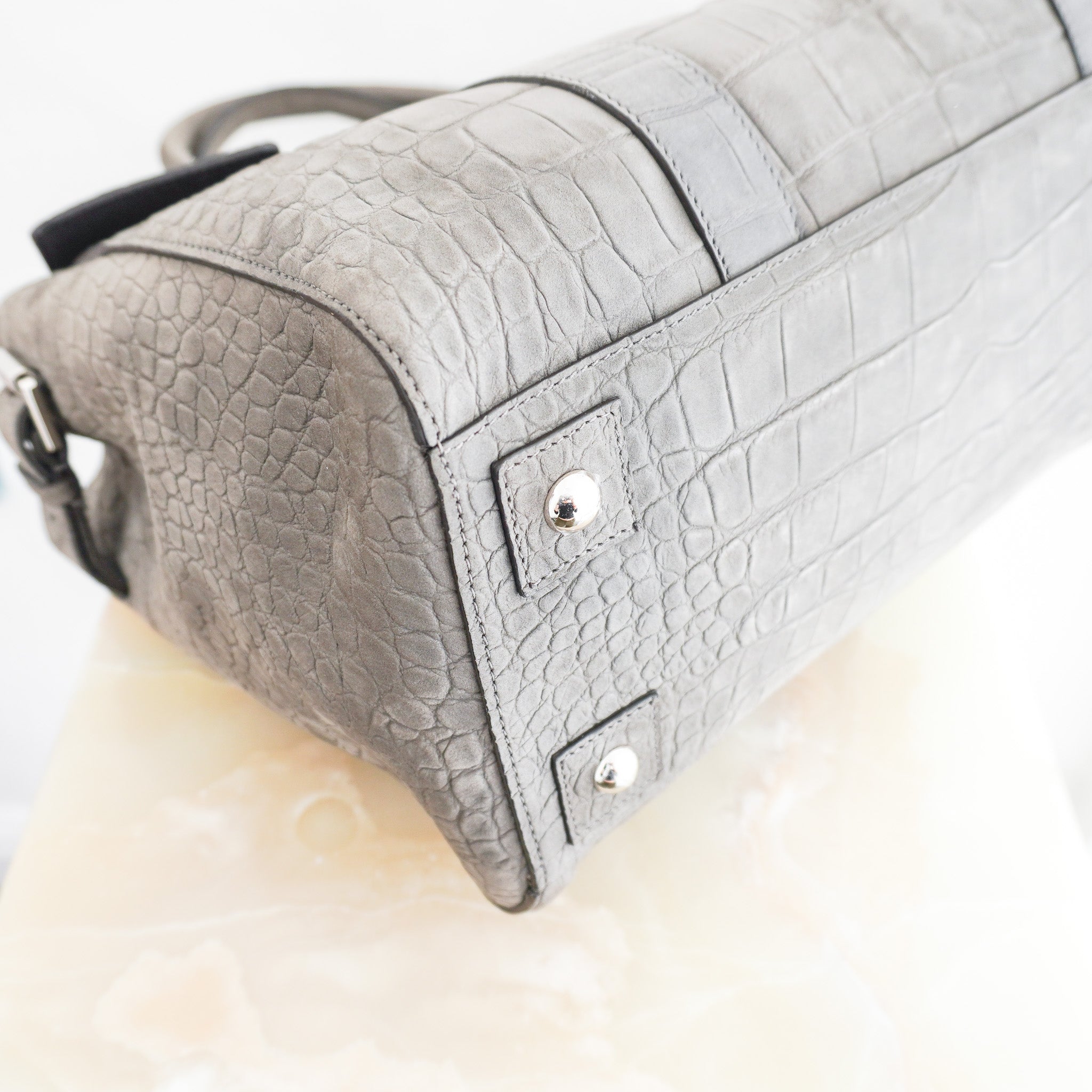 Mulberry Bayswater Croc Tote in Grey RRP £1200 | Authentic Preloved