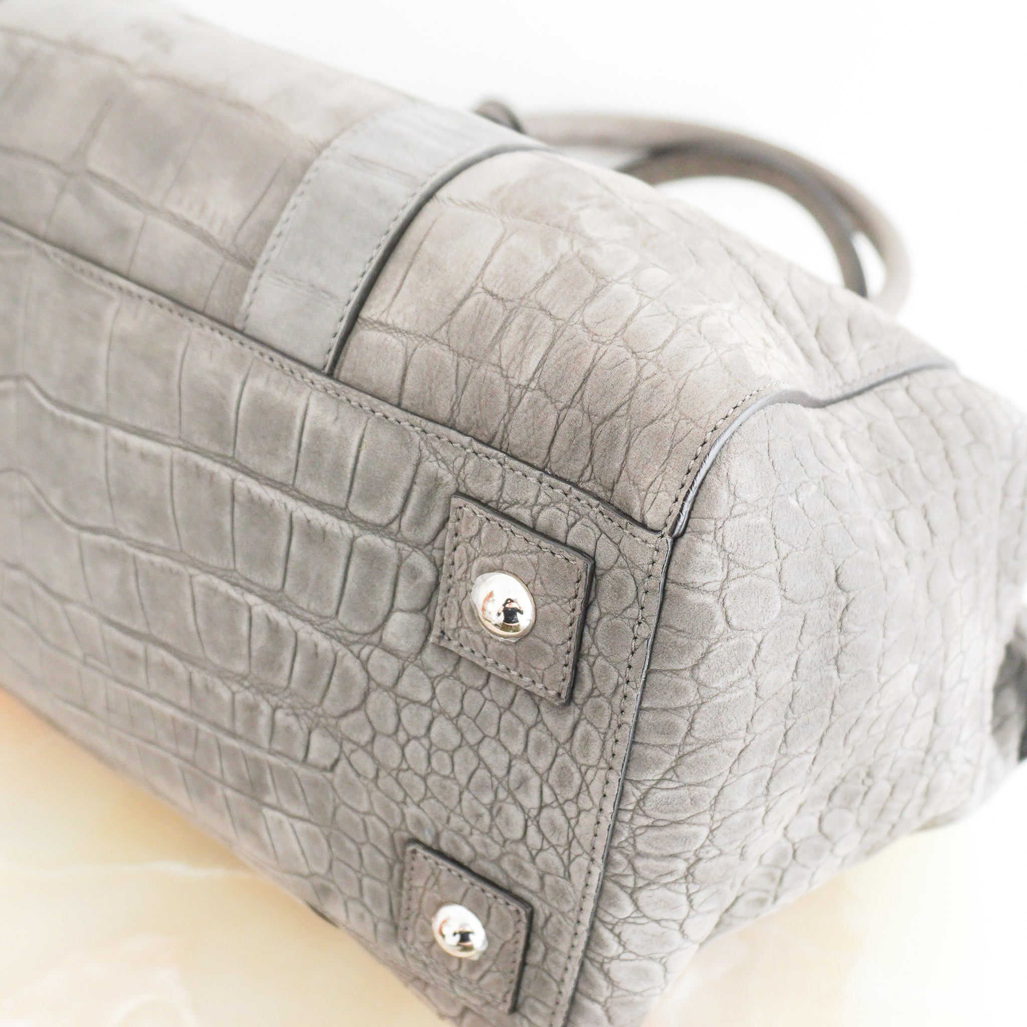 Mulberry Bayswater Croc Tote in Grey RRP £1200 | Authentic Preloved