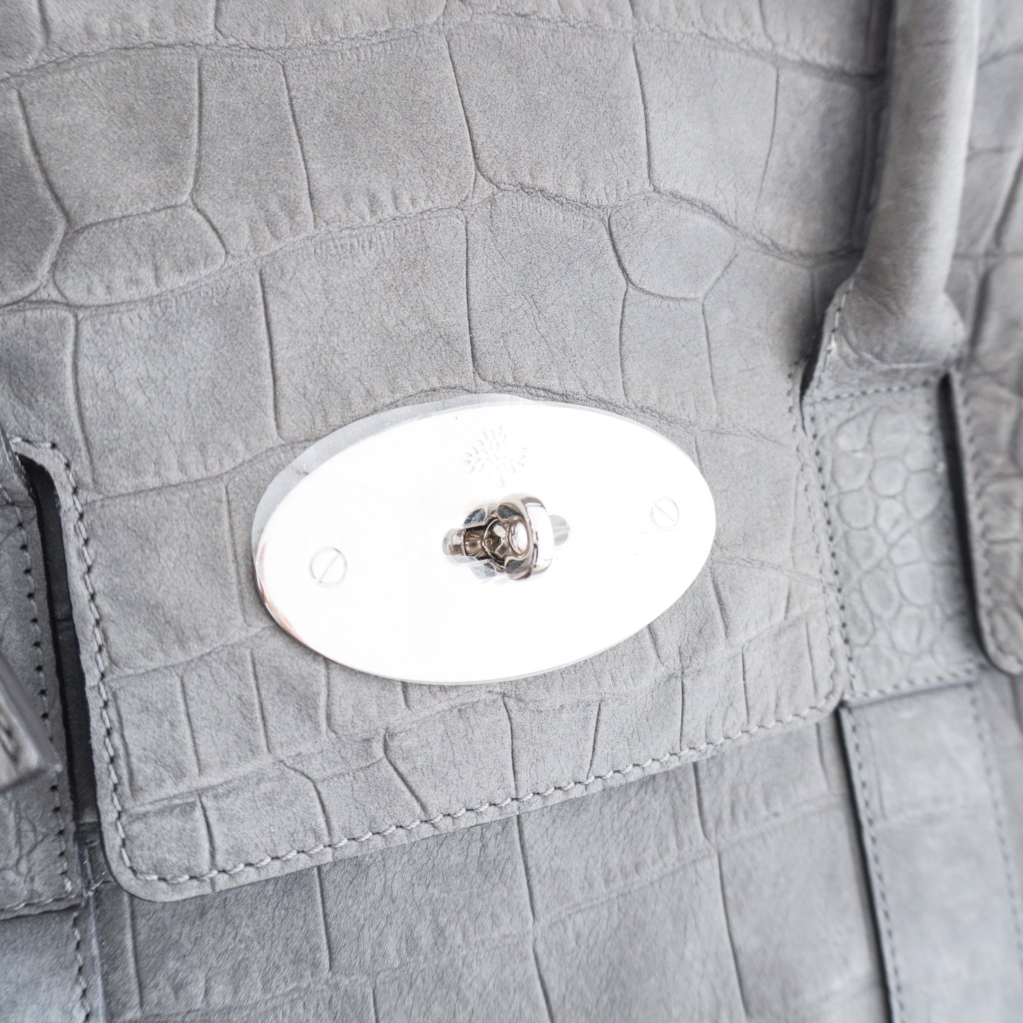 Mulberry Bayswater Croc Tote in Grey RRP £1200 | Authentic Preloved