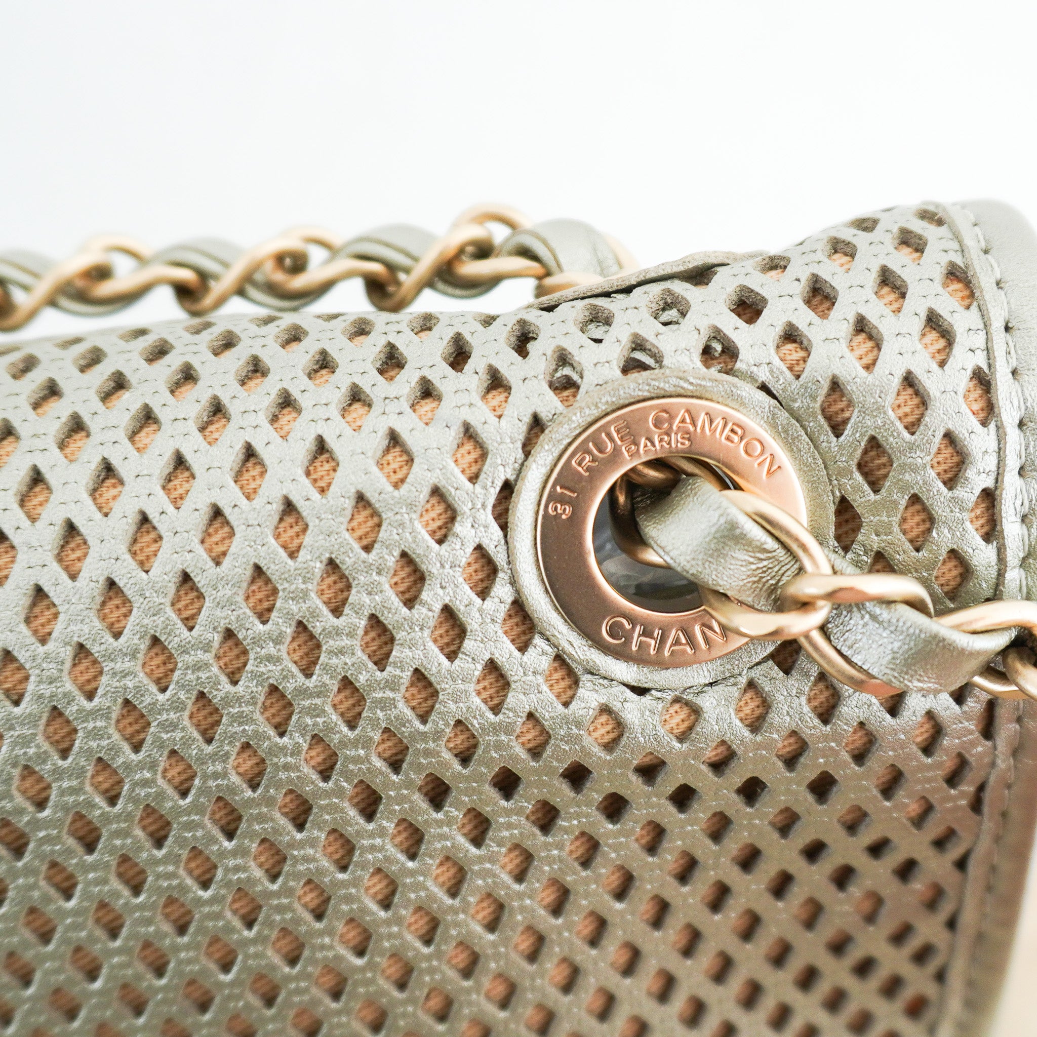 Chanel French Riviera Perforated Metallic Medium Flap Bag | Authentic Preloved