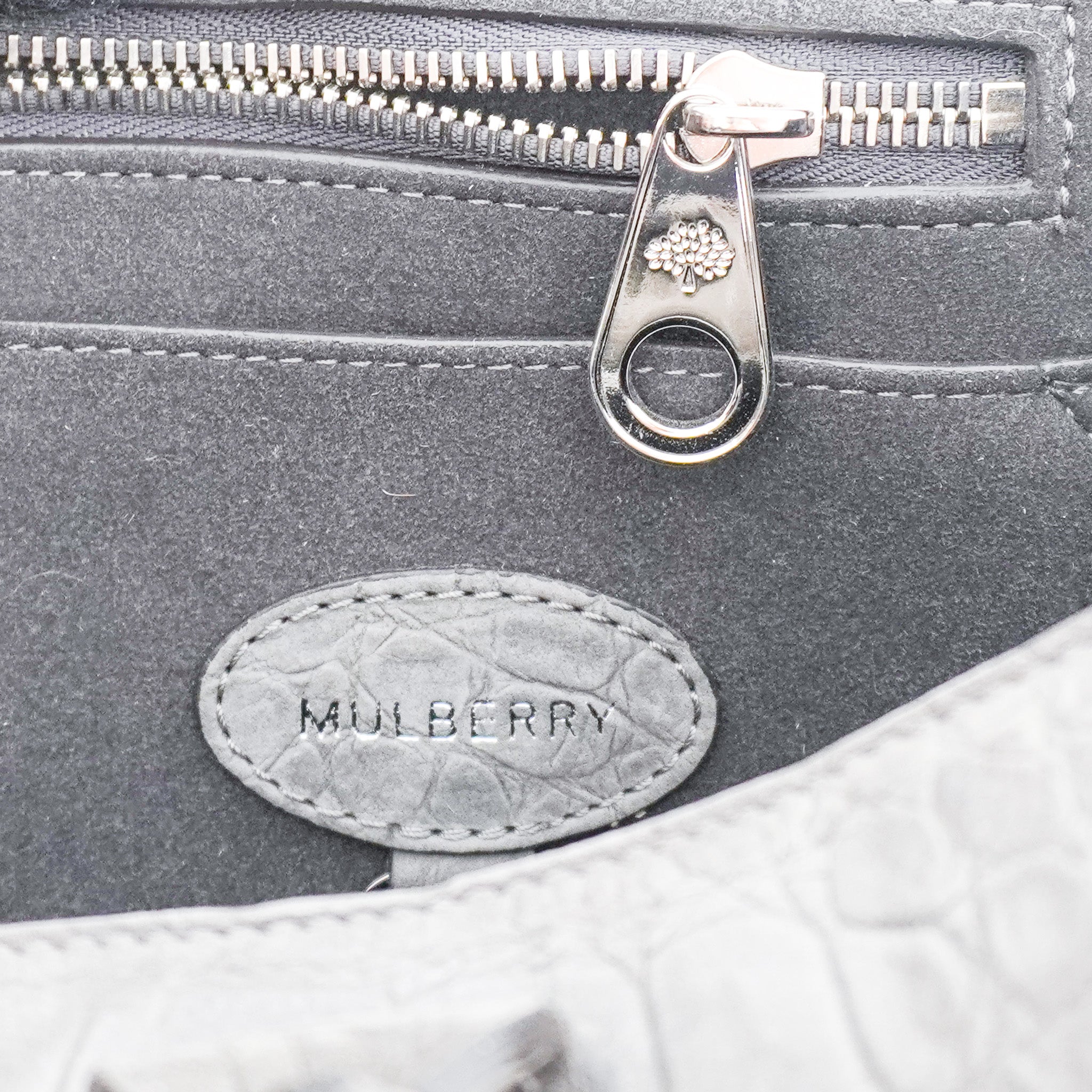 Mulberry Bayswater Croc Tote in Grey RRP £1200 | Authentic Preloved