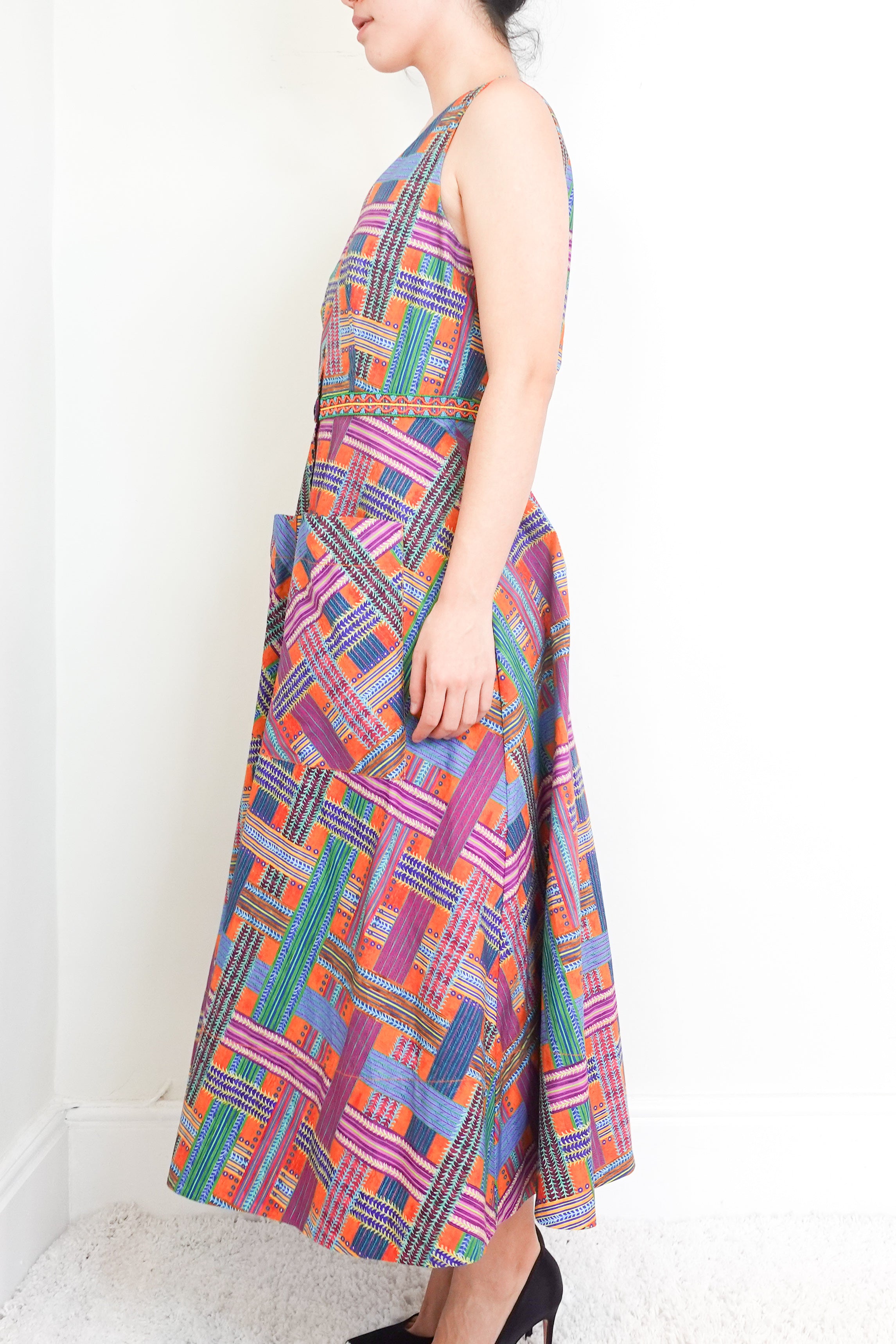 Multi-coloured Cotton Maxi sleeveless dress RRP £500