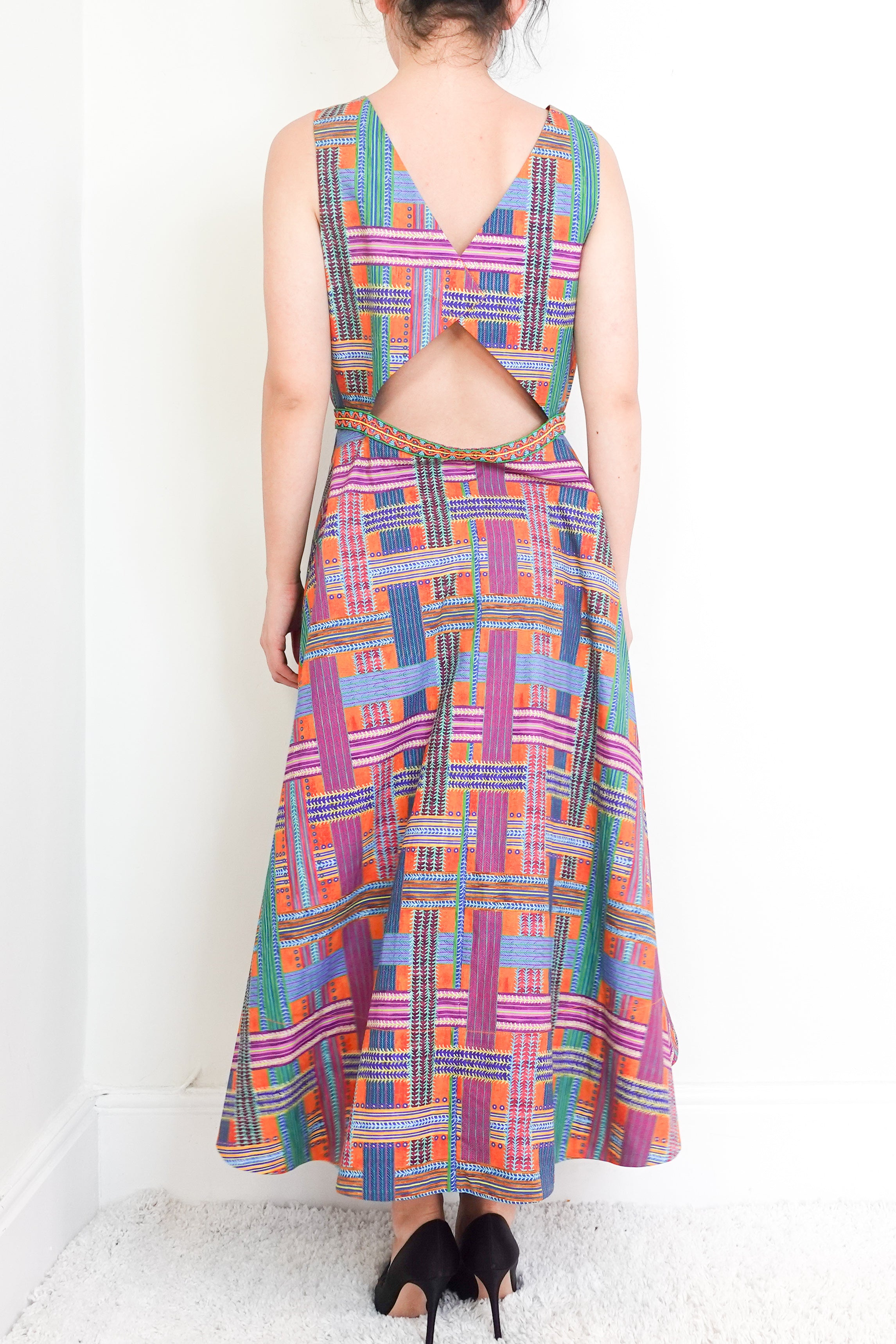 Multi-coloured Cotton Maxi sleeveless dress RRP £500