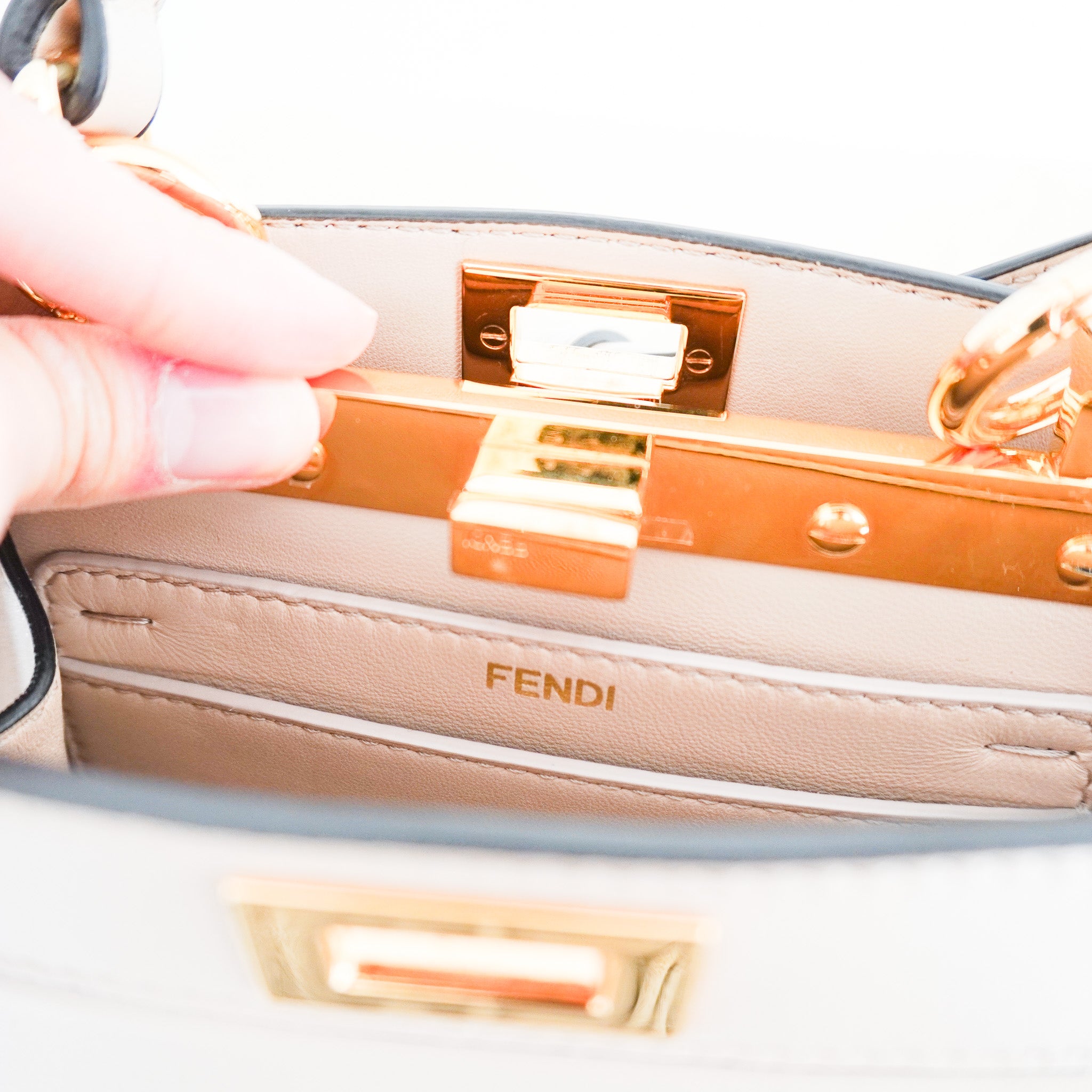 Fendi Peekaboo Mini Tote Bag in Beige RRP £3700 | Authentic Preloved