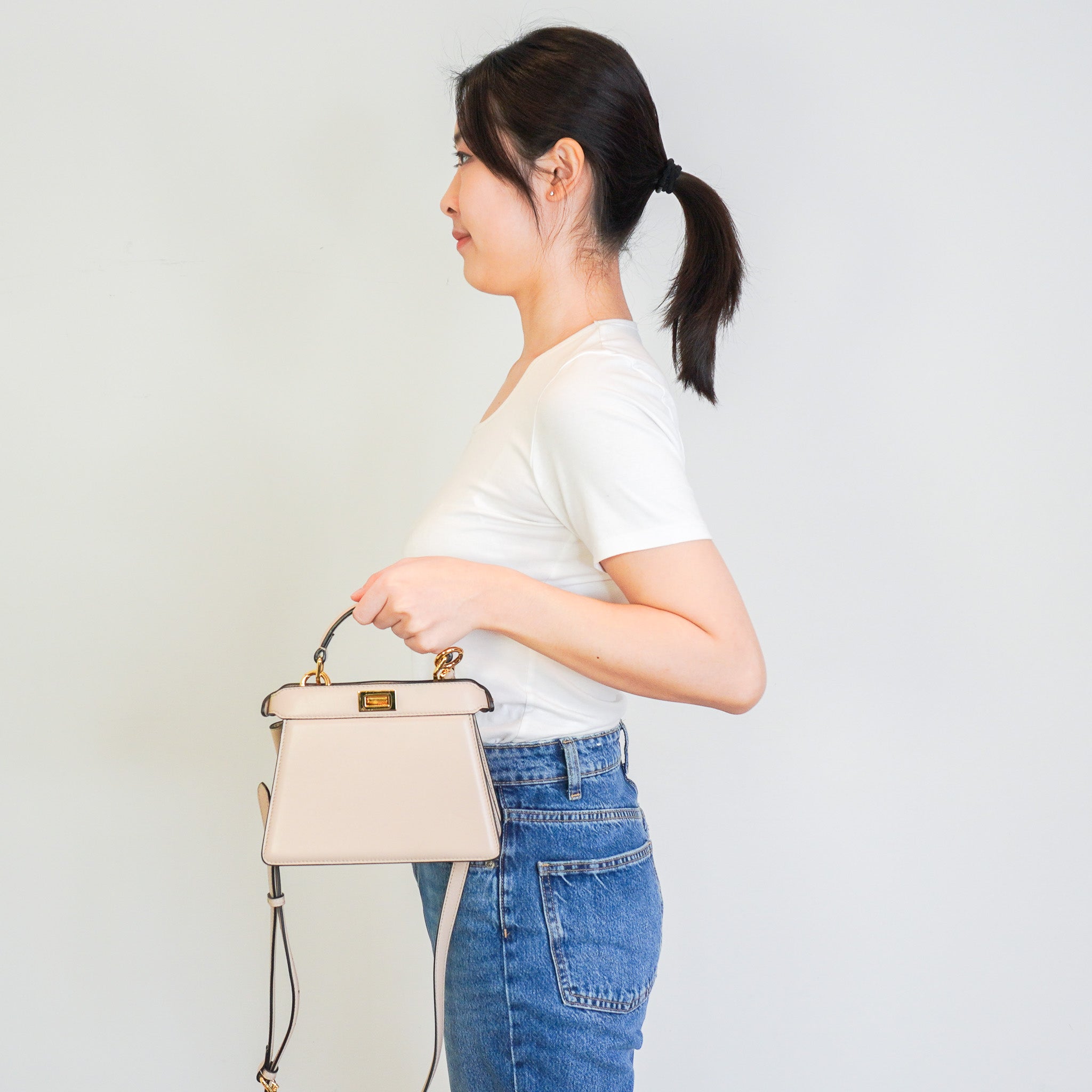 Fendi Peekaboo Mini Tote Bag in Beige RRP £3700 | Authentic Preloved