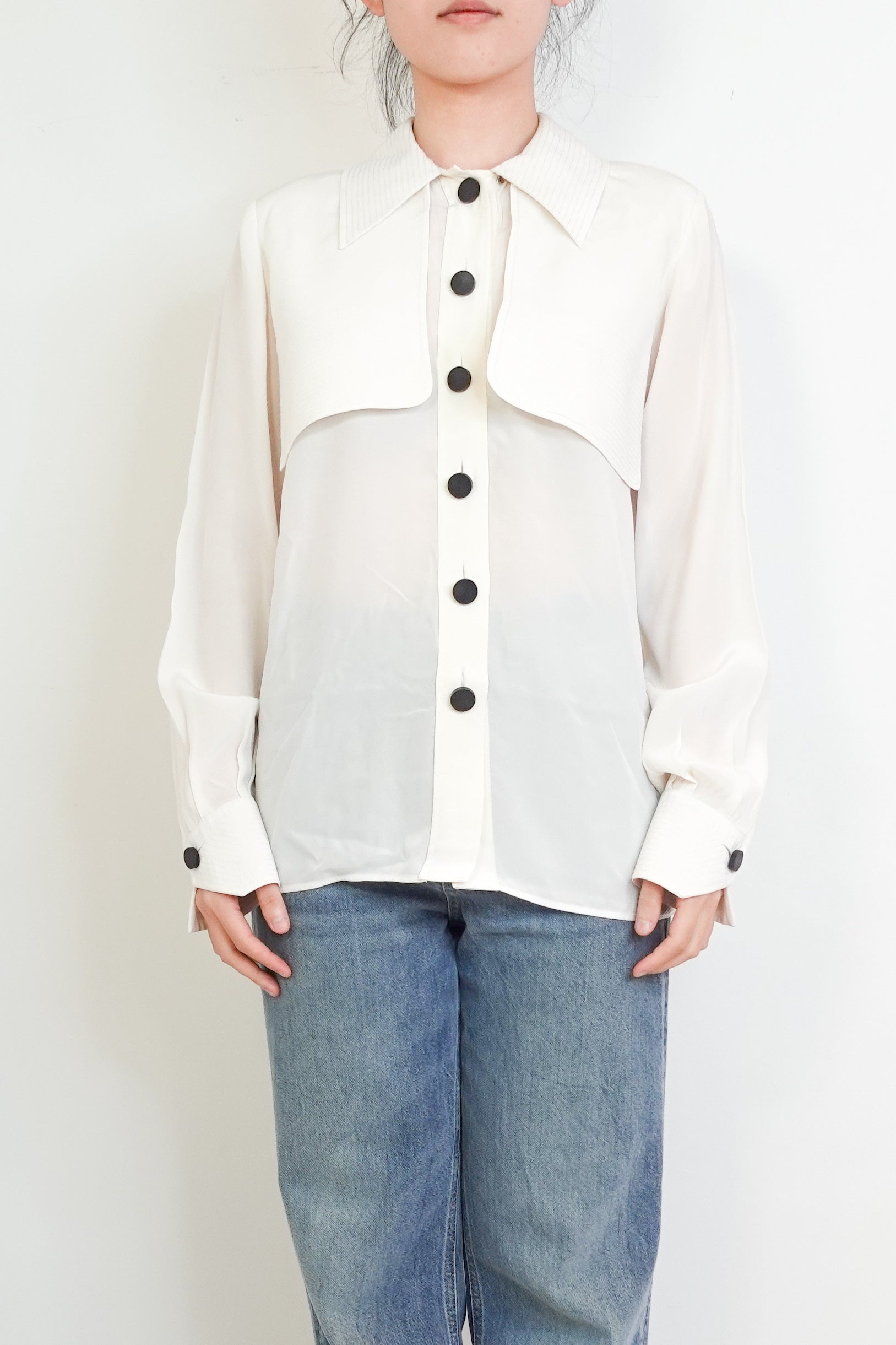 Silk Cream Button-down Blouse