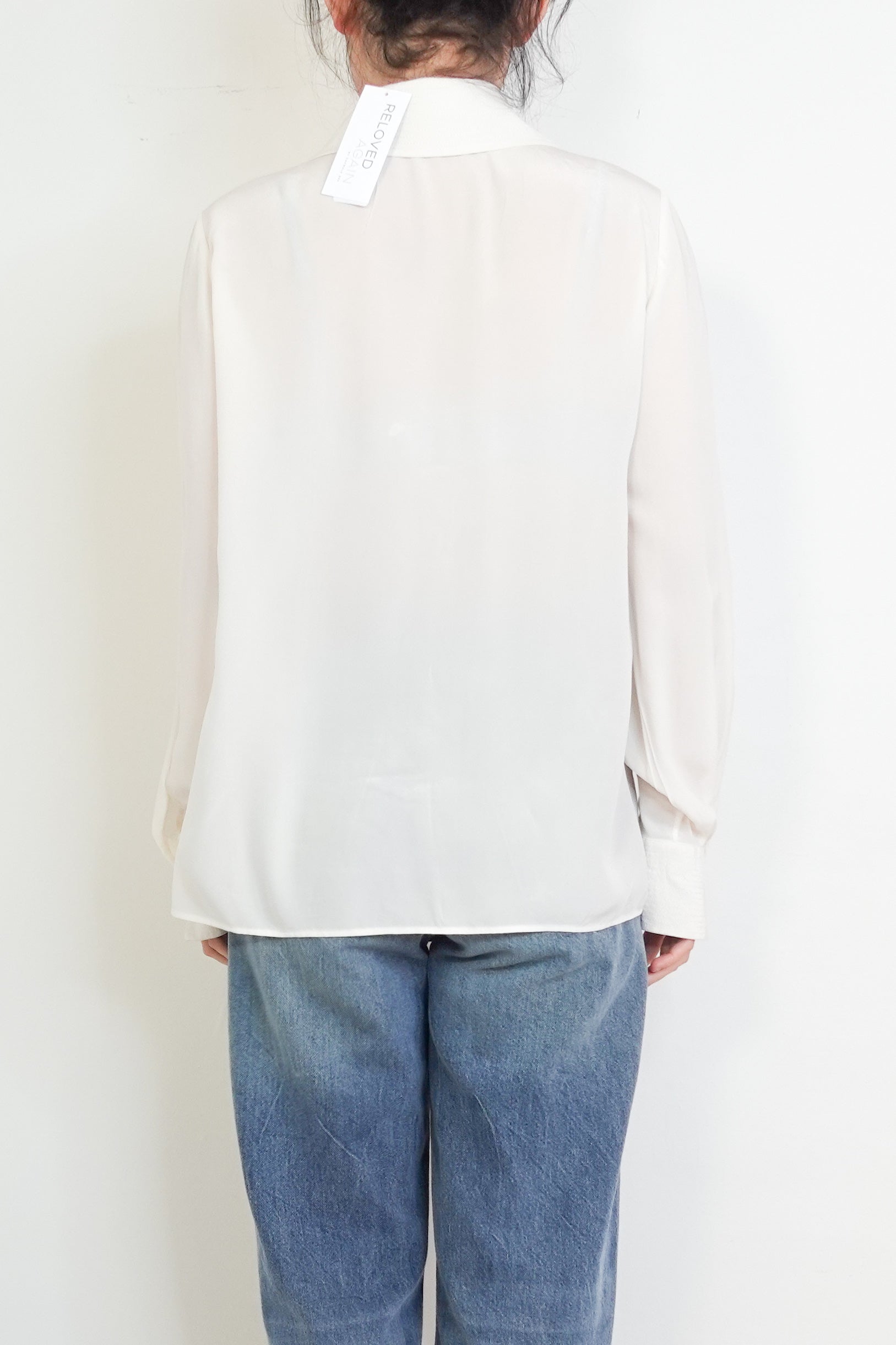 Silk Cream Button-down Blouse