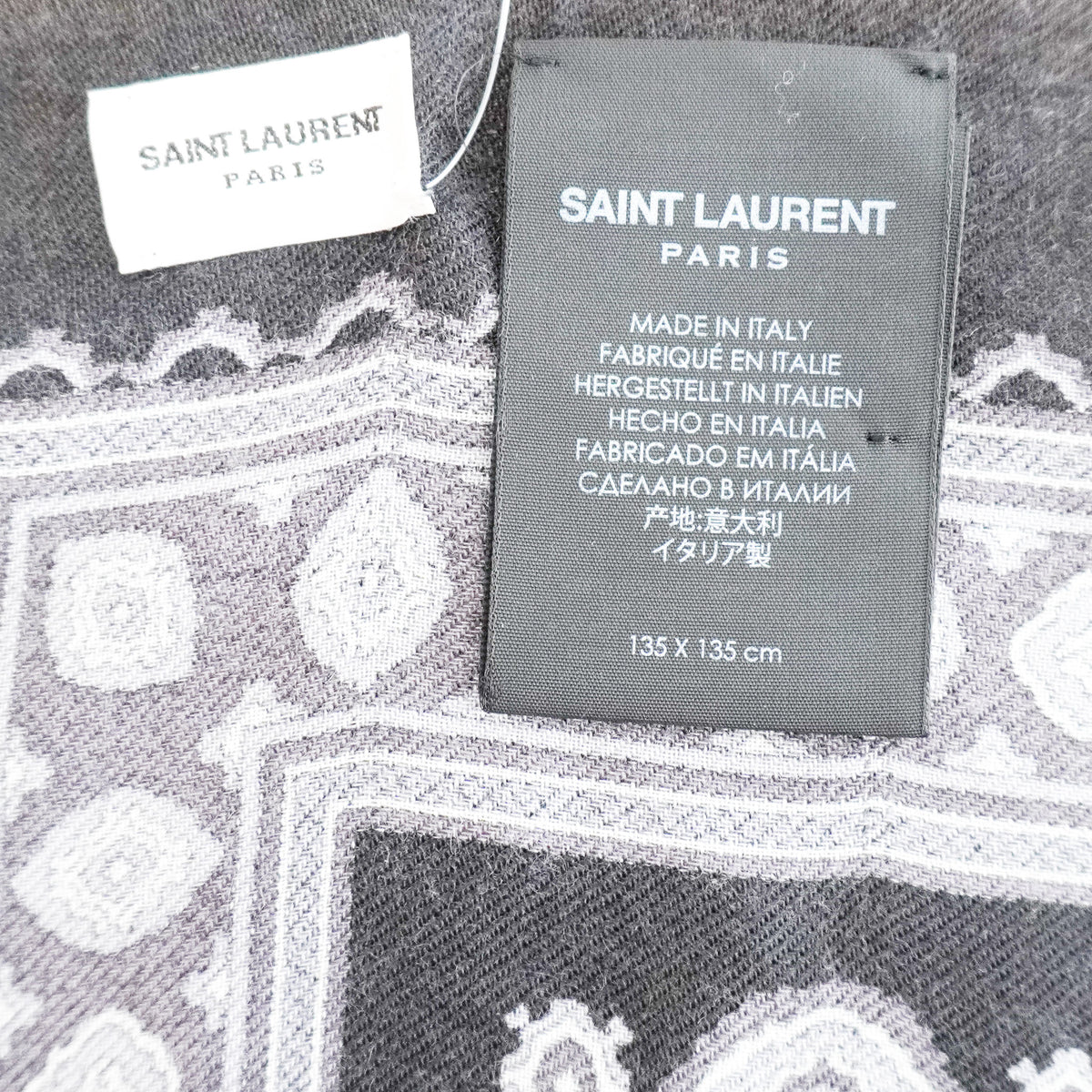 Saint Laurent Wool and Silk Patterned Scarf in Black RRP £450- FINAL SALE - Reloved Again