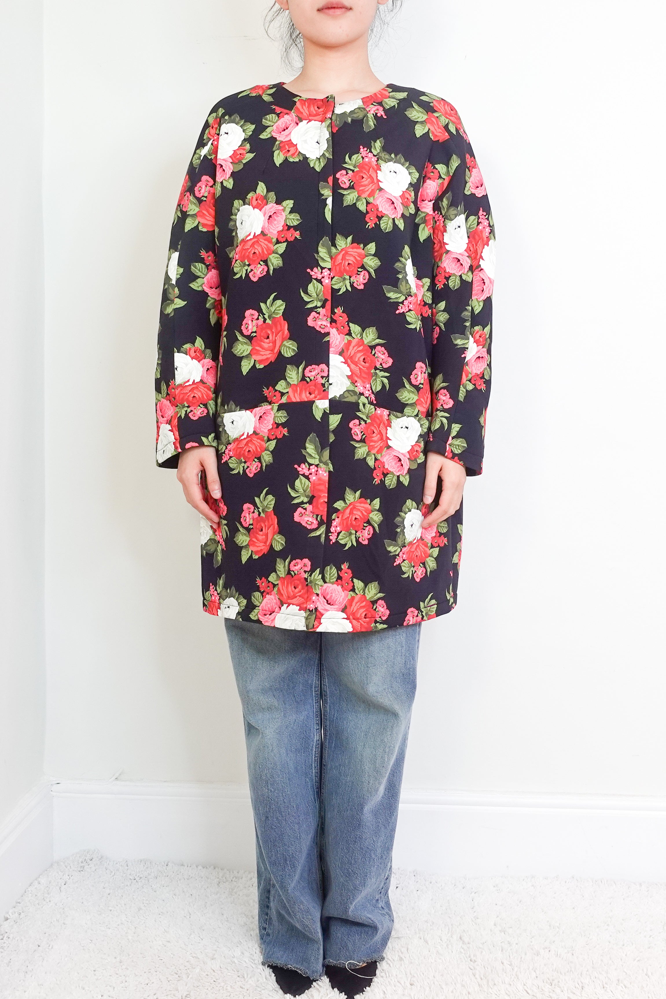 Black Floral duster coat RRP £500