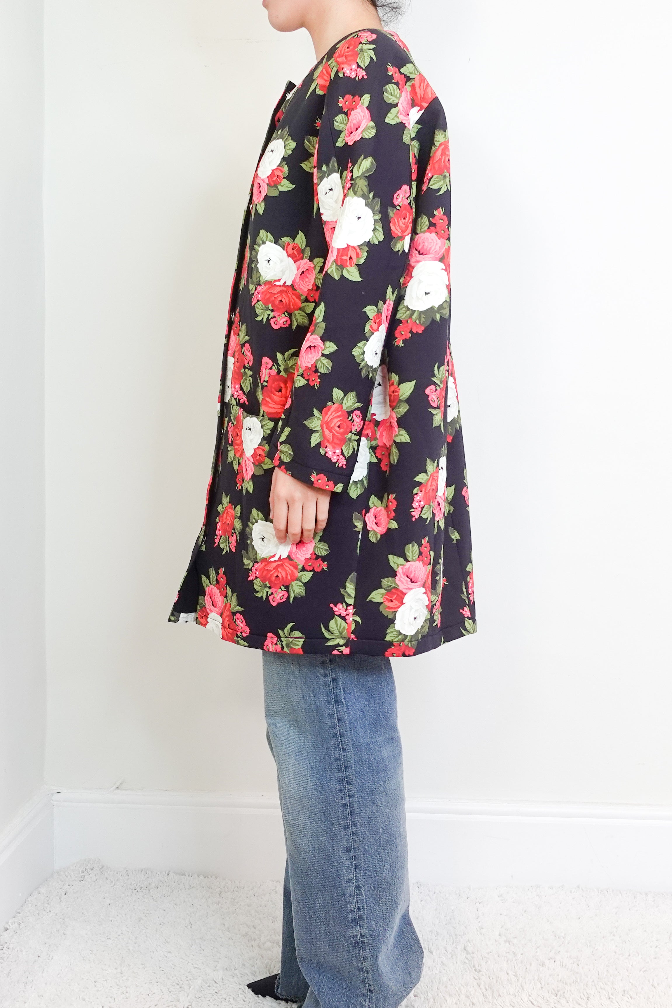 Black Floral duster coat RRP £500