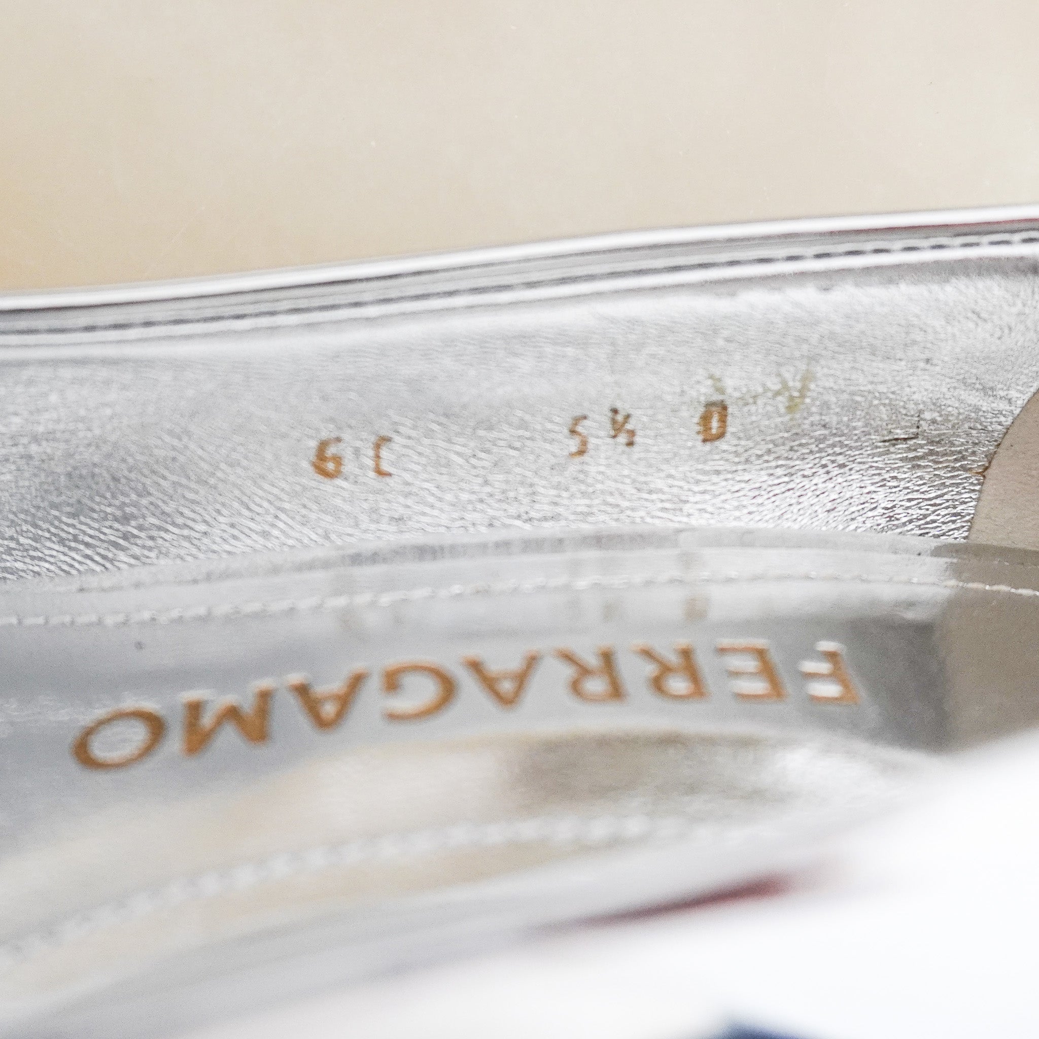 Salvatore Ferragamo Metallic Silver Pointed-Toe Kitten Heels (RRP £735) | Authentic Preloved