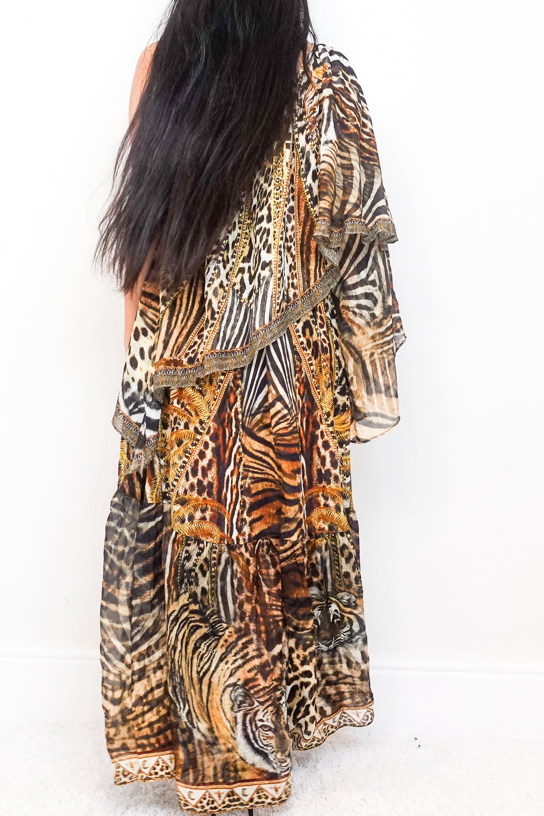 New animal print one shoulder tiered dress RRP £500