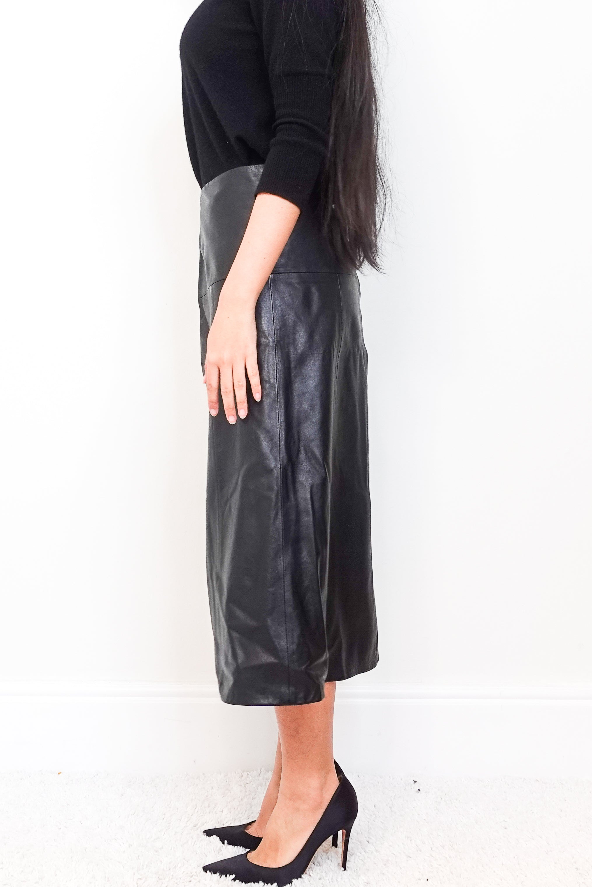 Iana Leather Midi skirt RRP £420