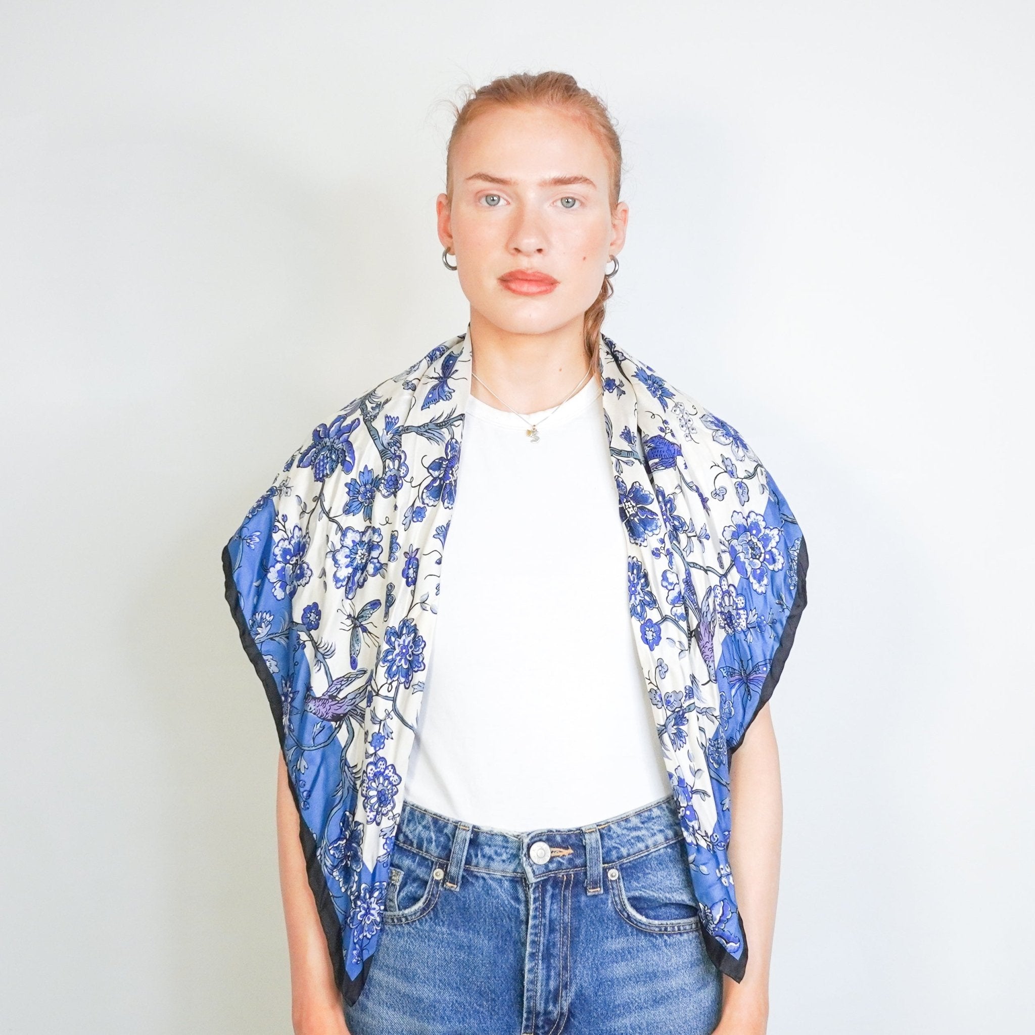 Weekend MaxMara Blue Floral Silk Scarf (RRP £490) | Authentic Preloved FINAL SALE - Reloved Again