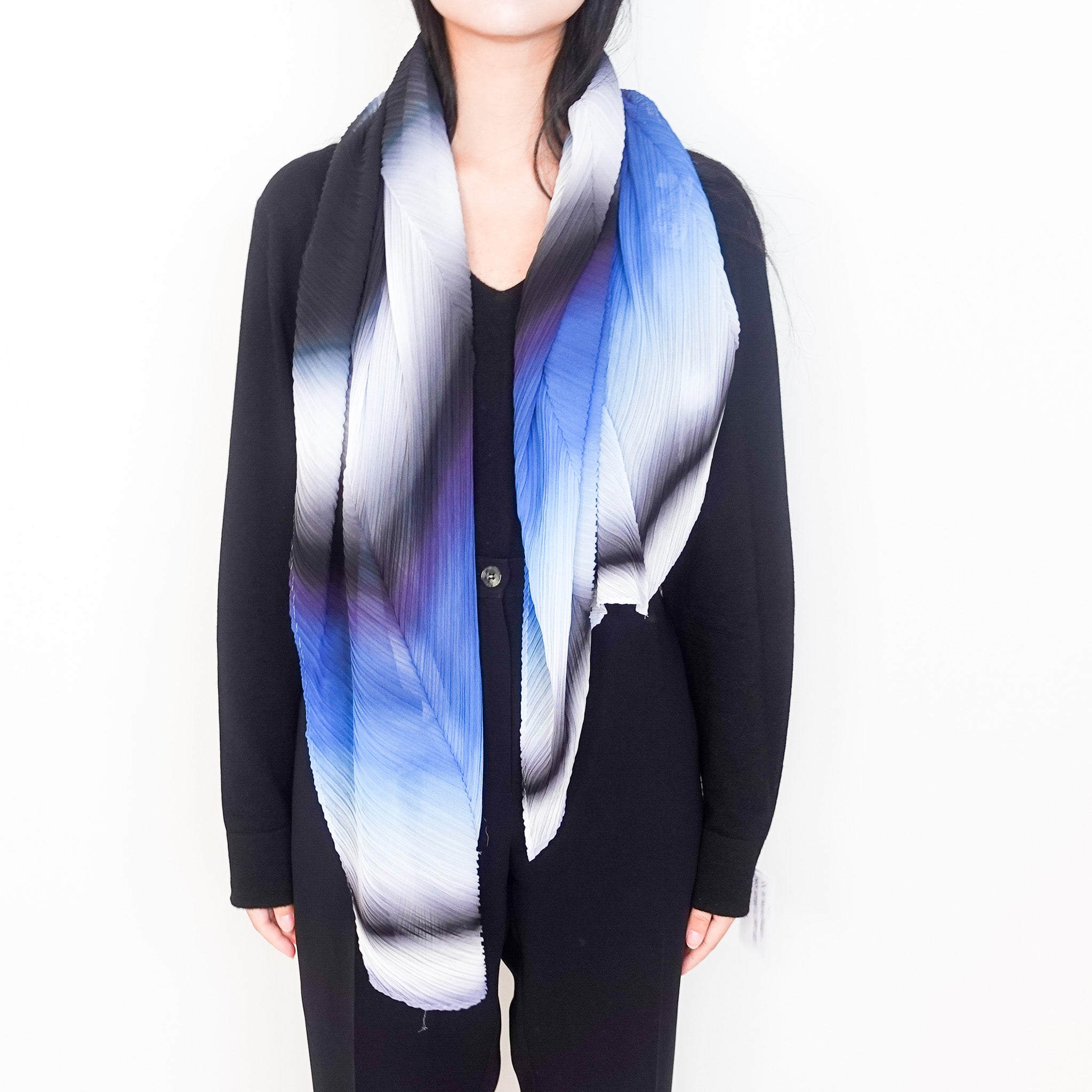 Pleated blue ombre scarf RRP £125