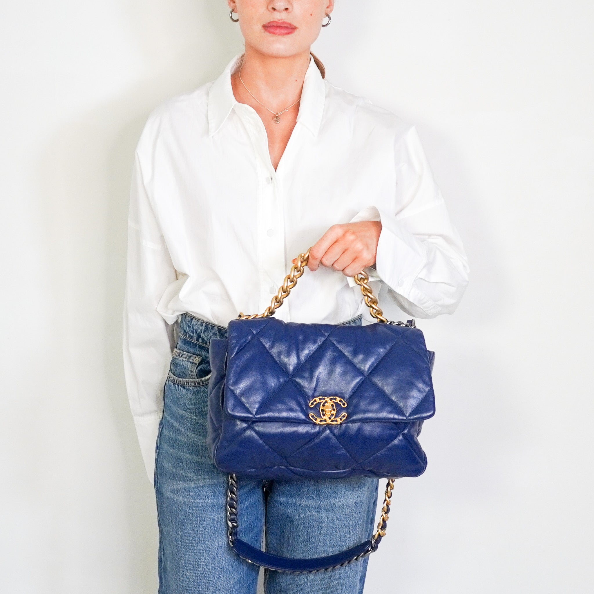 Chanel 19 Flap Bag Lambskin Leather in Marine Blue RRP £4500 | Authentic Preloved