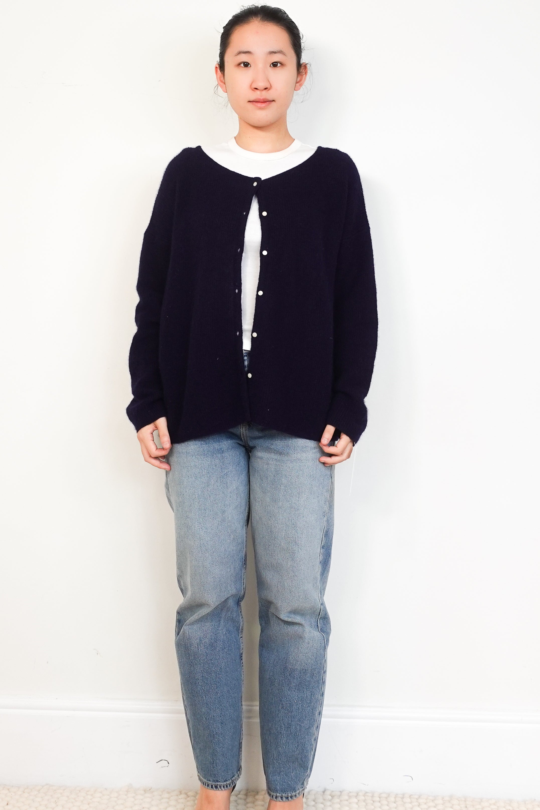 Sezane Navy Mohair Button Down Cardigan RRP £124 | Authentic Preloved