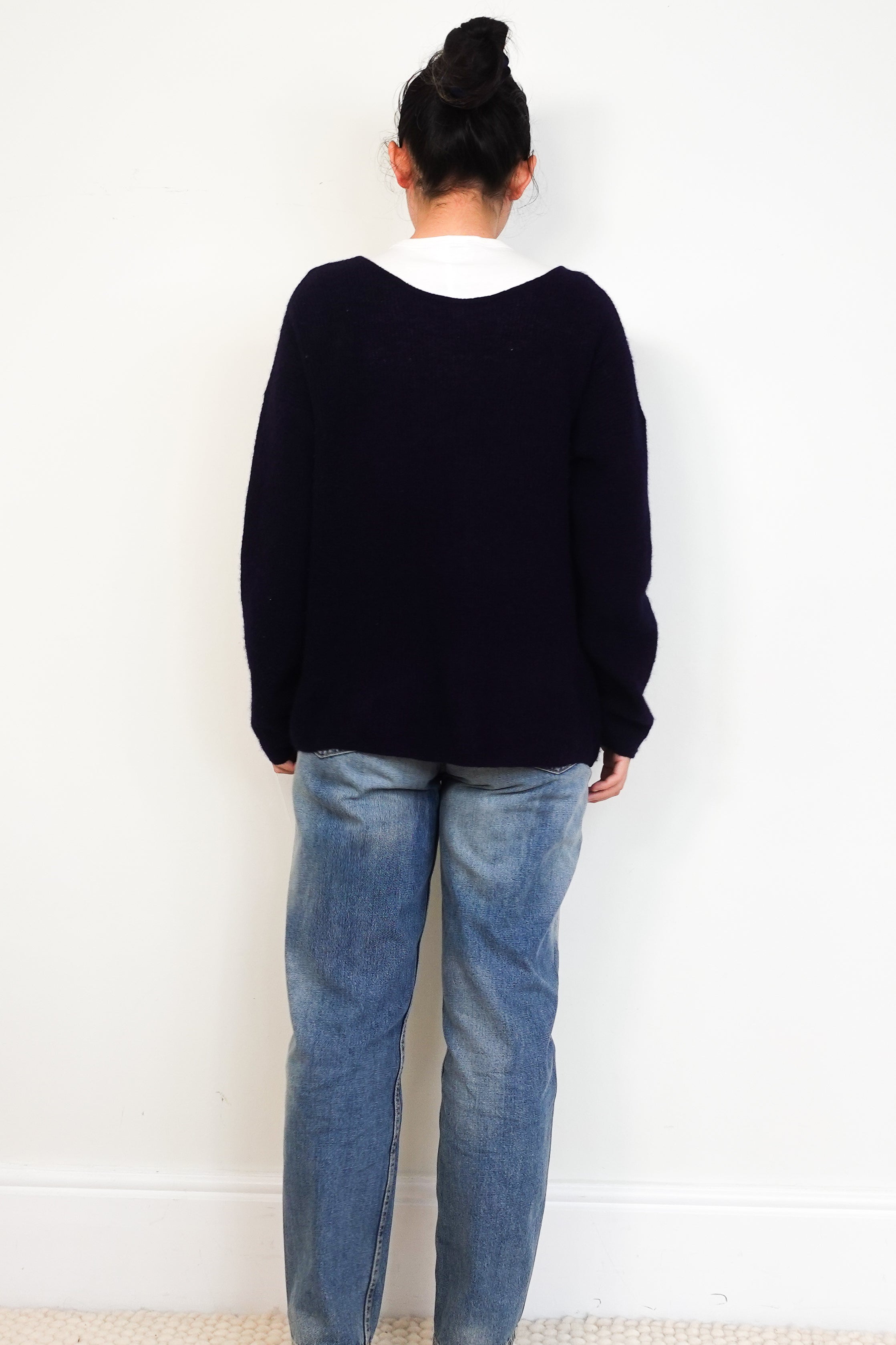 Sezane Navy Mohair Button Down Cardigan RRP £124 | Authentic Preloved
