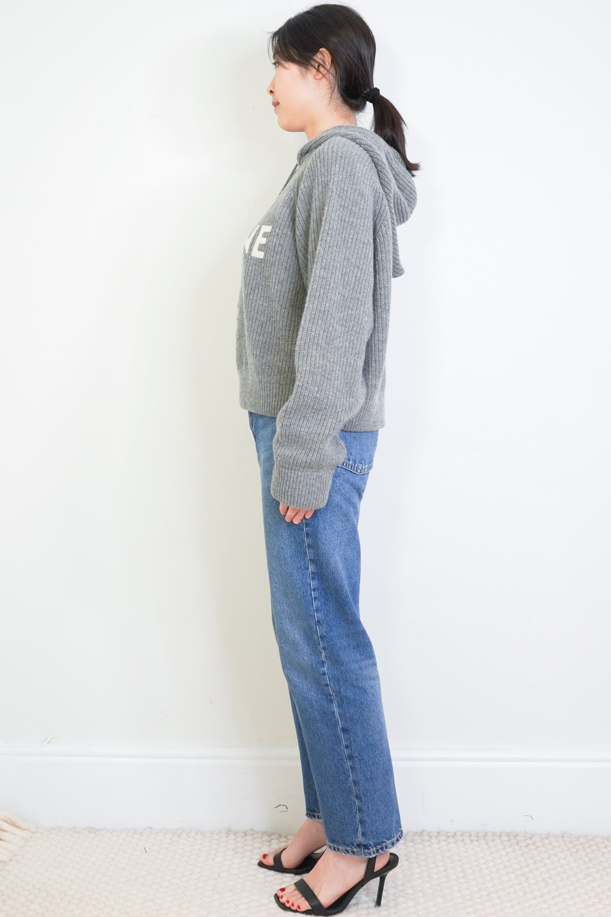 Celine Grey Hooded Sweater in Ribbed Wool RRP £1300 | Authentic Preloved