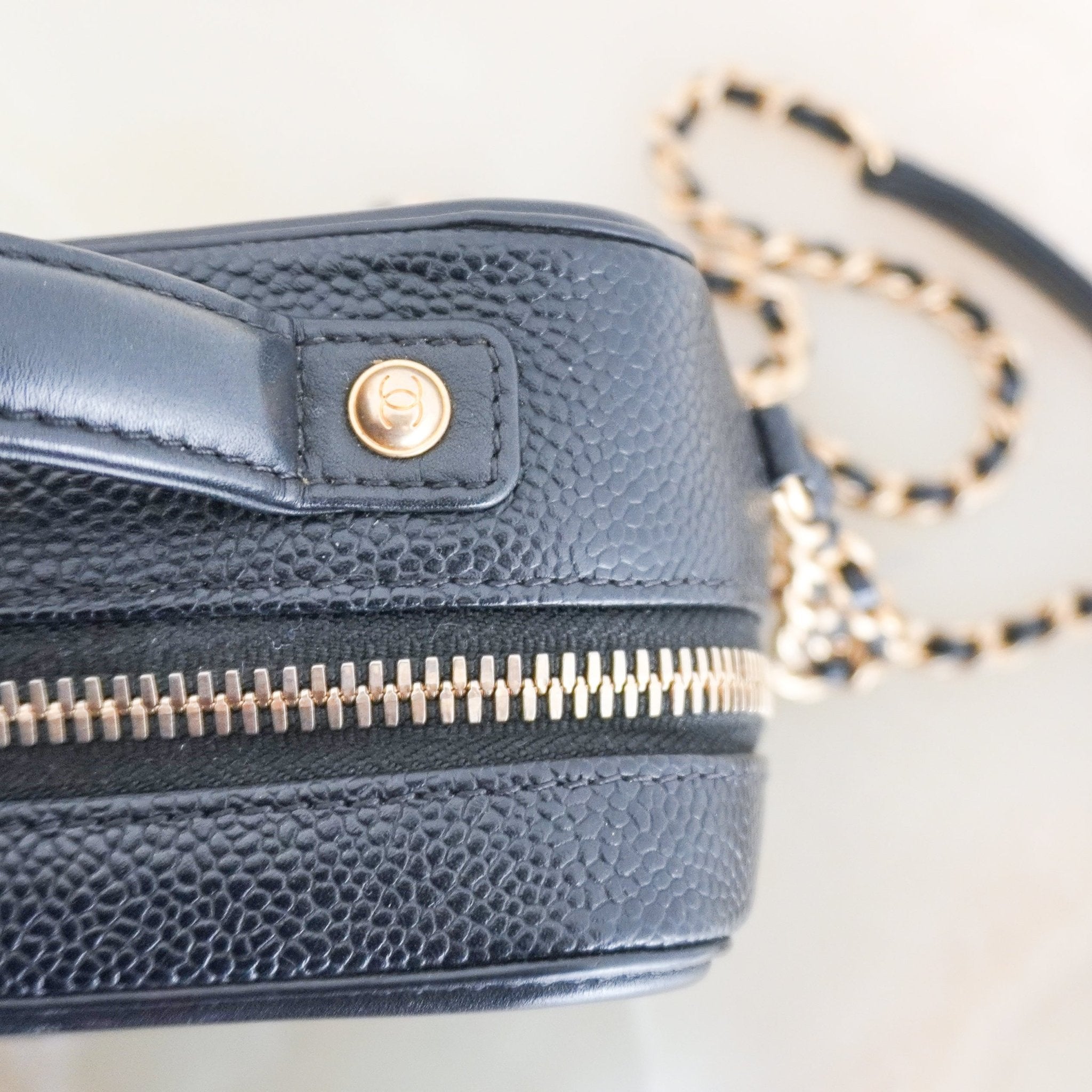 Chanel Black Filigree Small Vanity Case in Caviar Leather (RRP £3500) | Authentic Preloved - Reloved Again