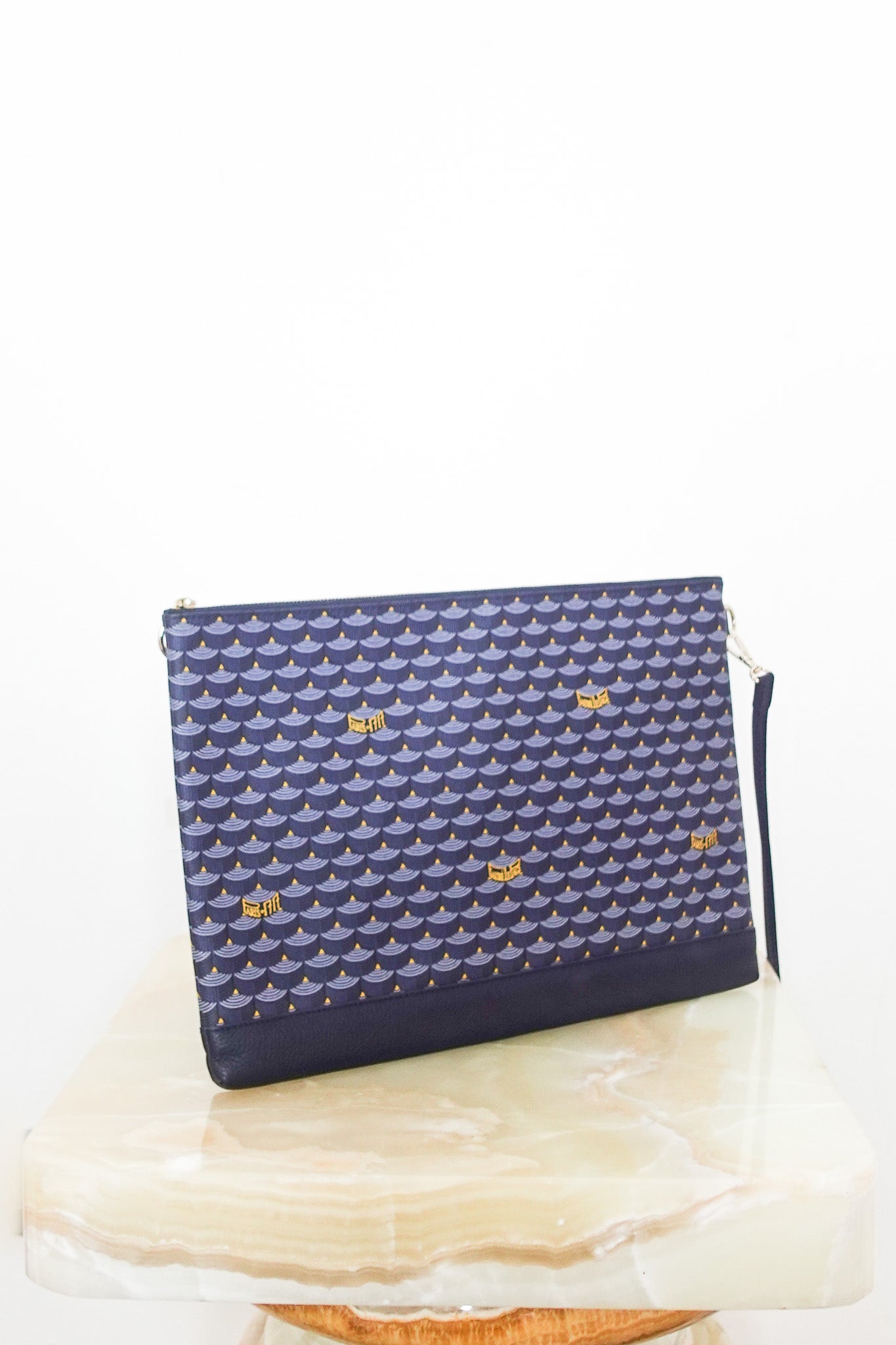 Blue leather clutch RRP £560