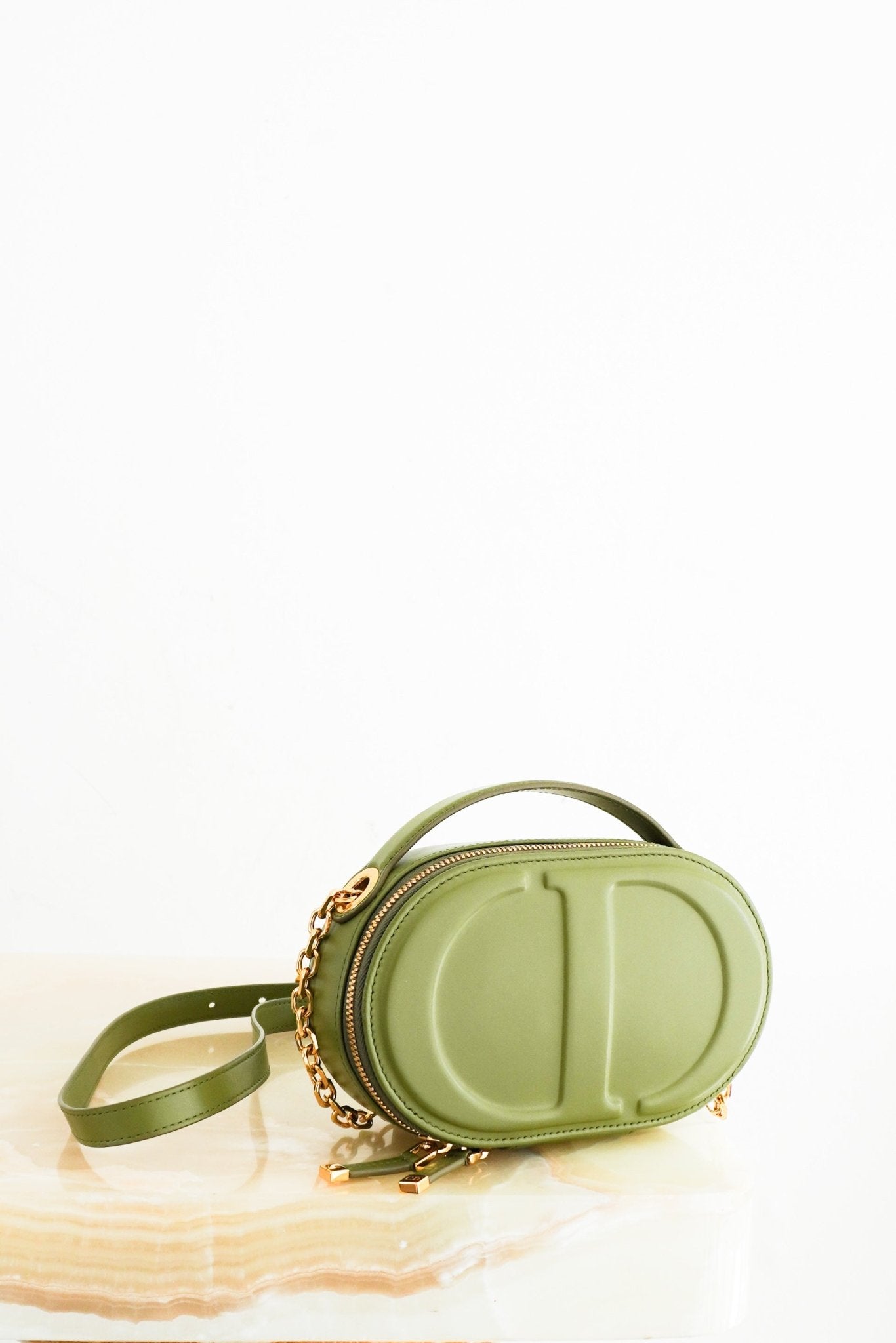 Dior Green Peyote Signature Pouch in Calfskin RRP £1950 | Authentic Preloved - Reloved Again