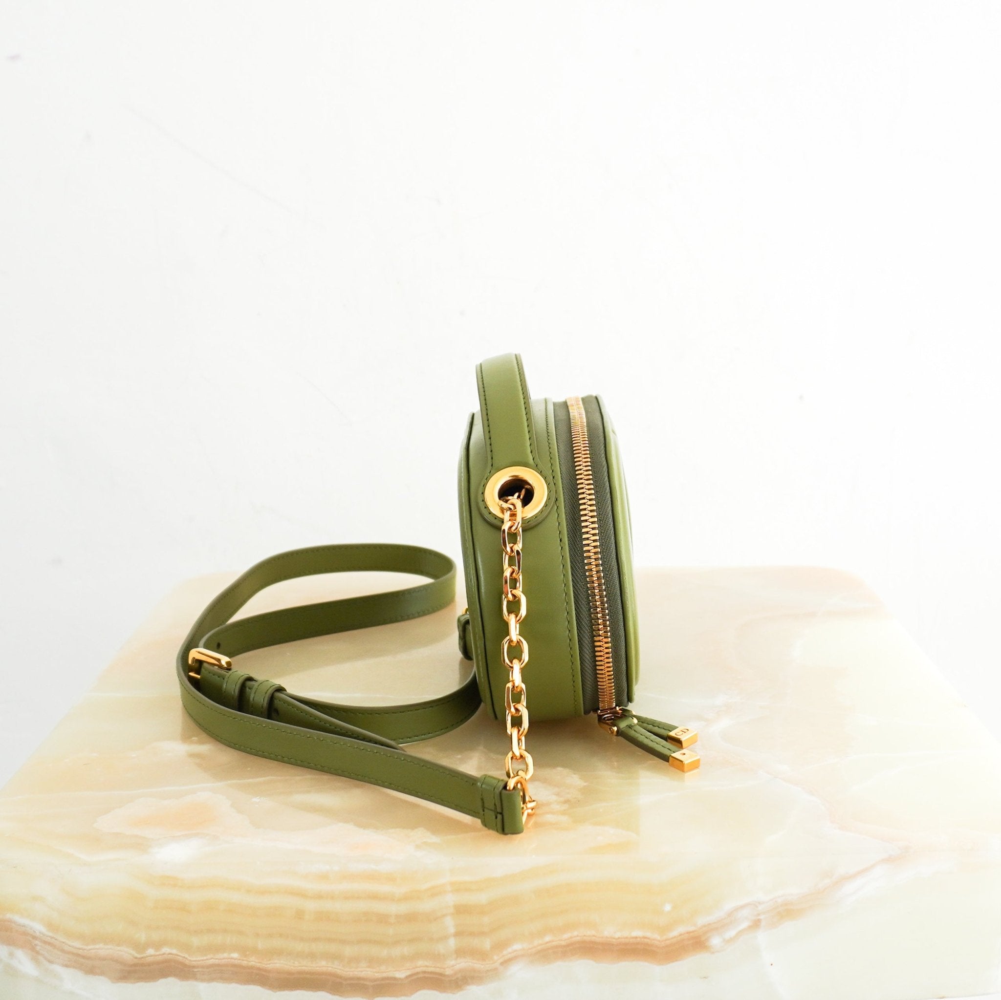 Dior Green Peyote Signature Pouch in Calfskin RRP £1950 | Authentic Preloved - Reloved Again