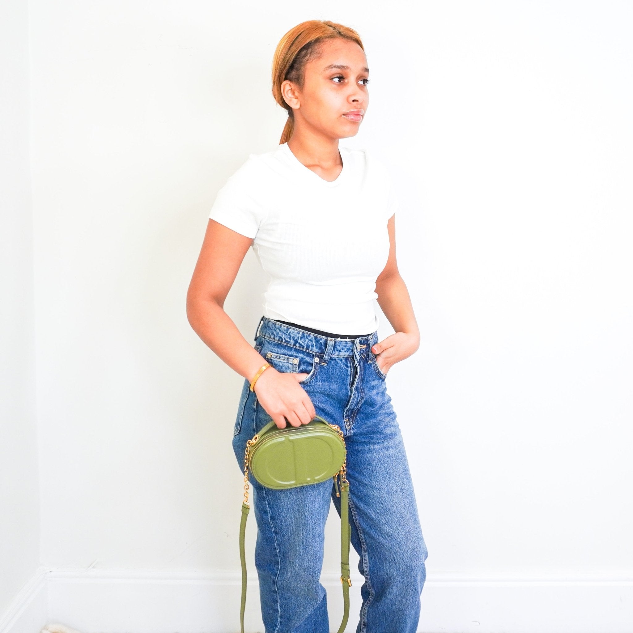 Dior Green Peyote Signature Pouch in Calfskin RRP £1950 | Authentic Preloved - Reloved Again