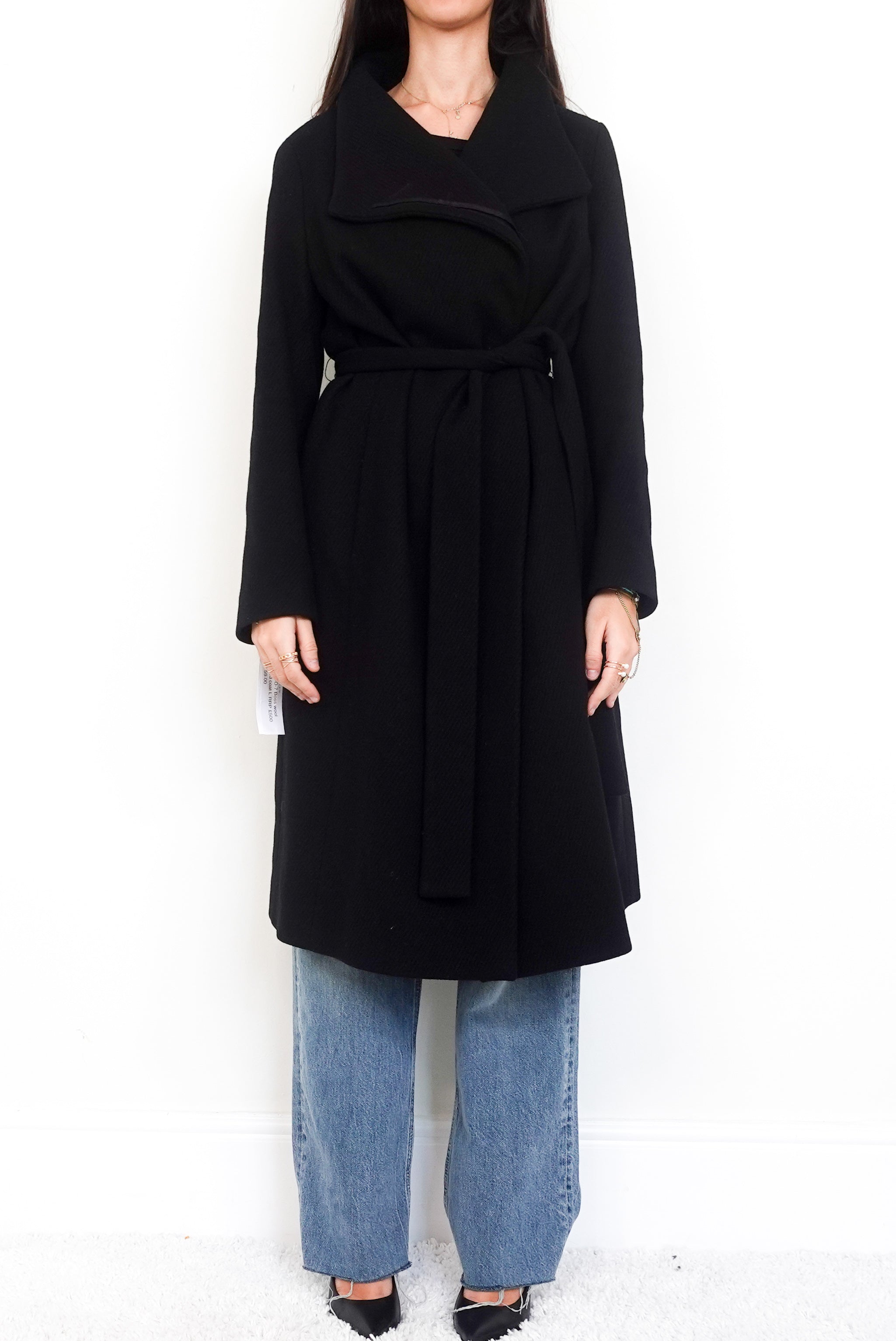 Black Wool Belted coat RRP £500