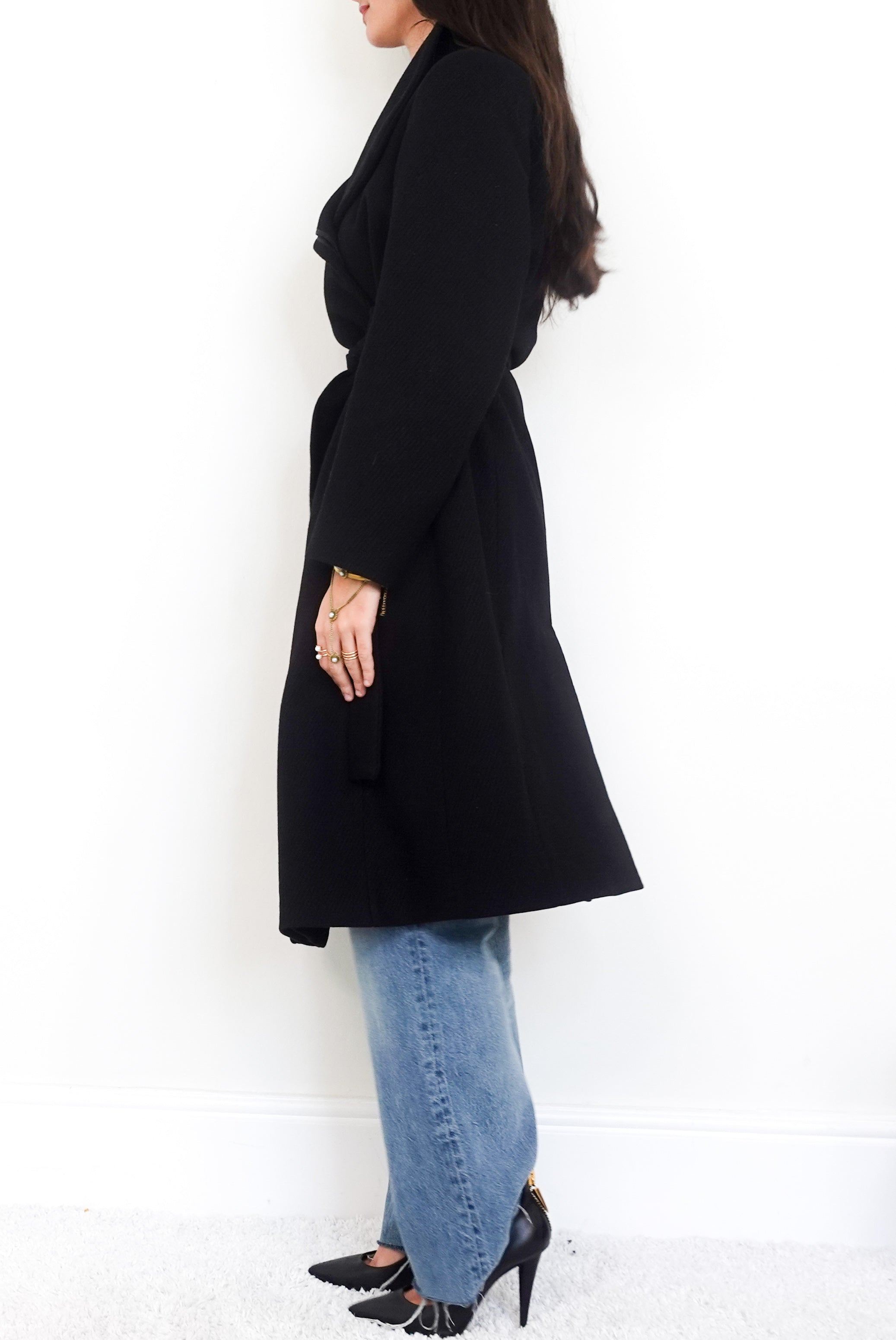 Black Wool Belted coat RRP £500