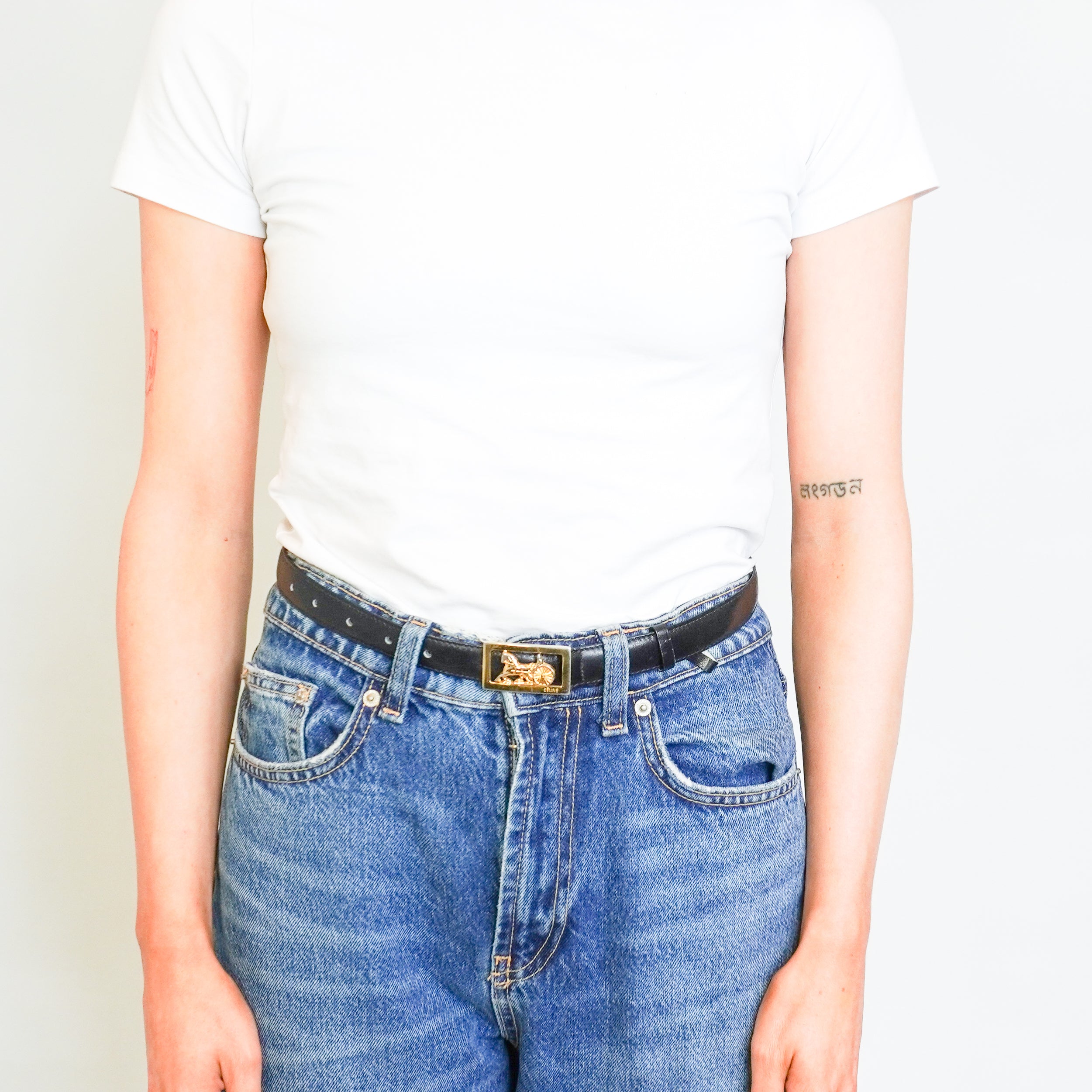 Celine Vintage Black Leather Carrosse Horse Carriage Belt | Authentic Preloved FINAL SALE