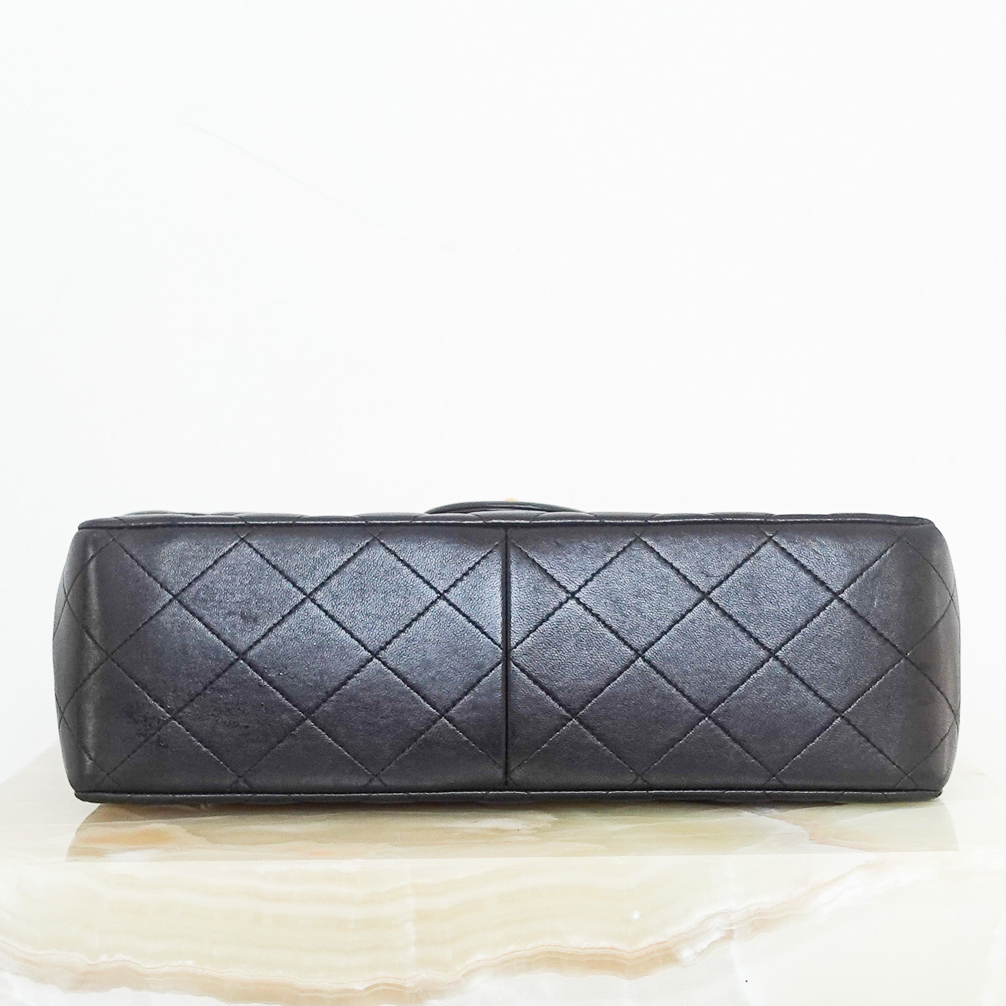 Black quilted lambskin jumbo double flap bag RRP £10k