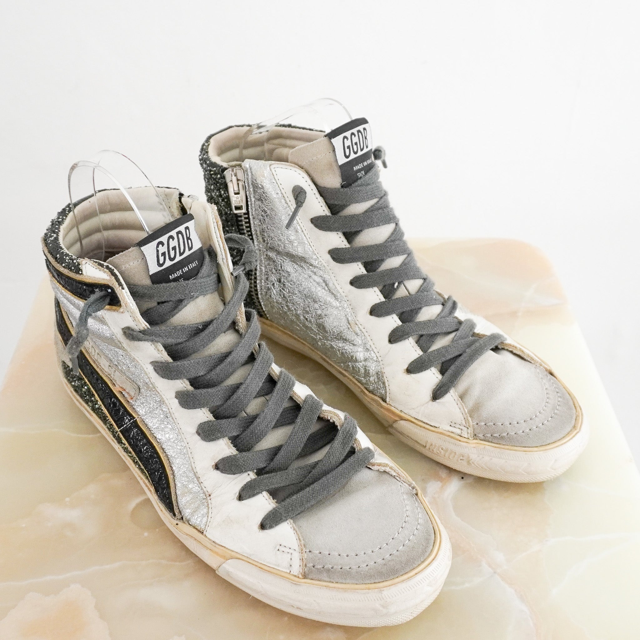 Golden Goose High Top Distressed Glitter Sneaker (RRP £535) | Authentic Preloved