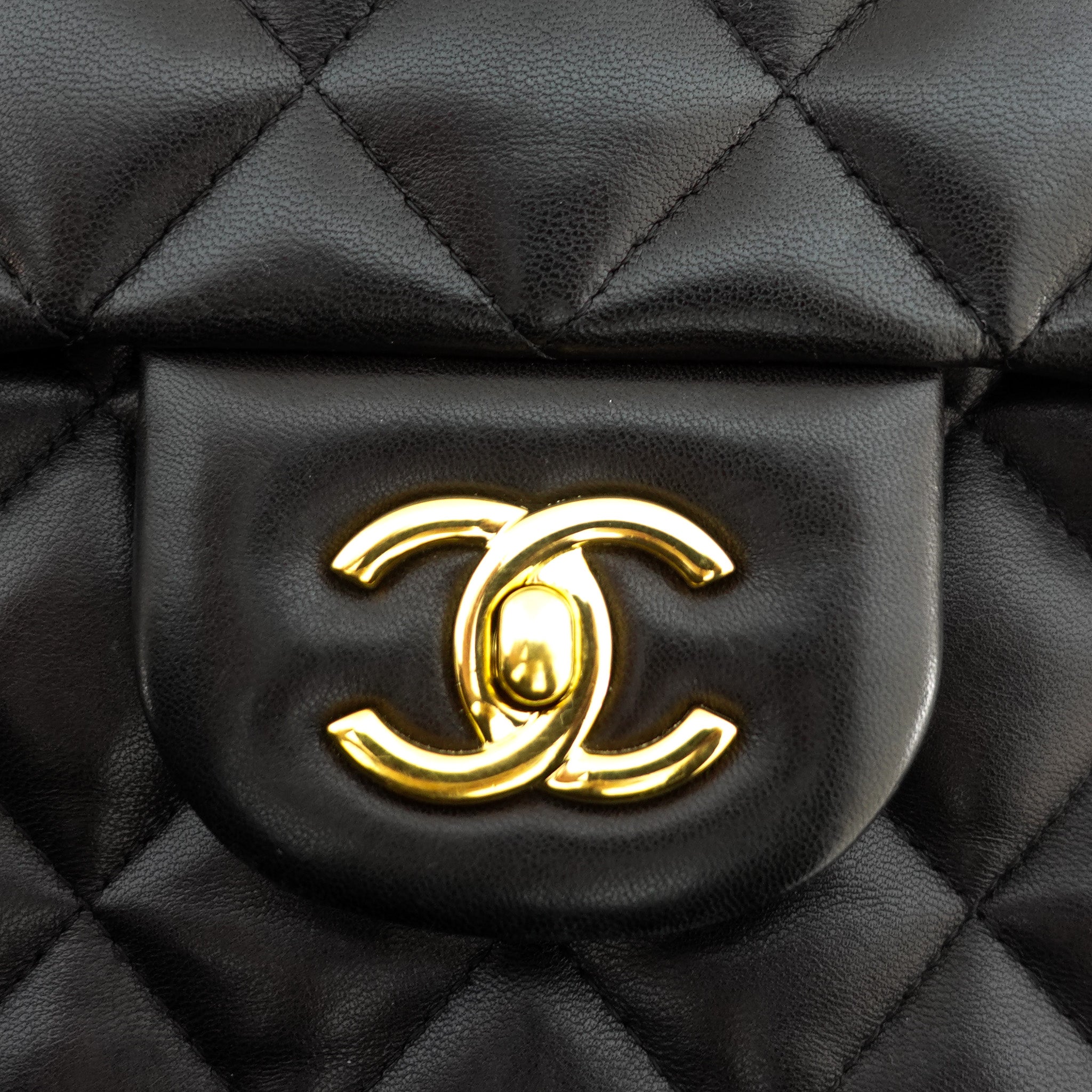 Black quilted lambskin jumbo double flap bag RRP £10k