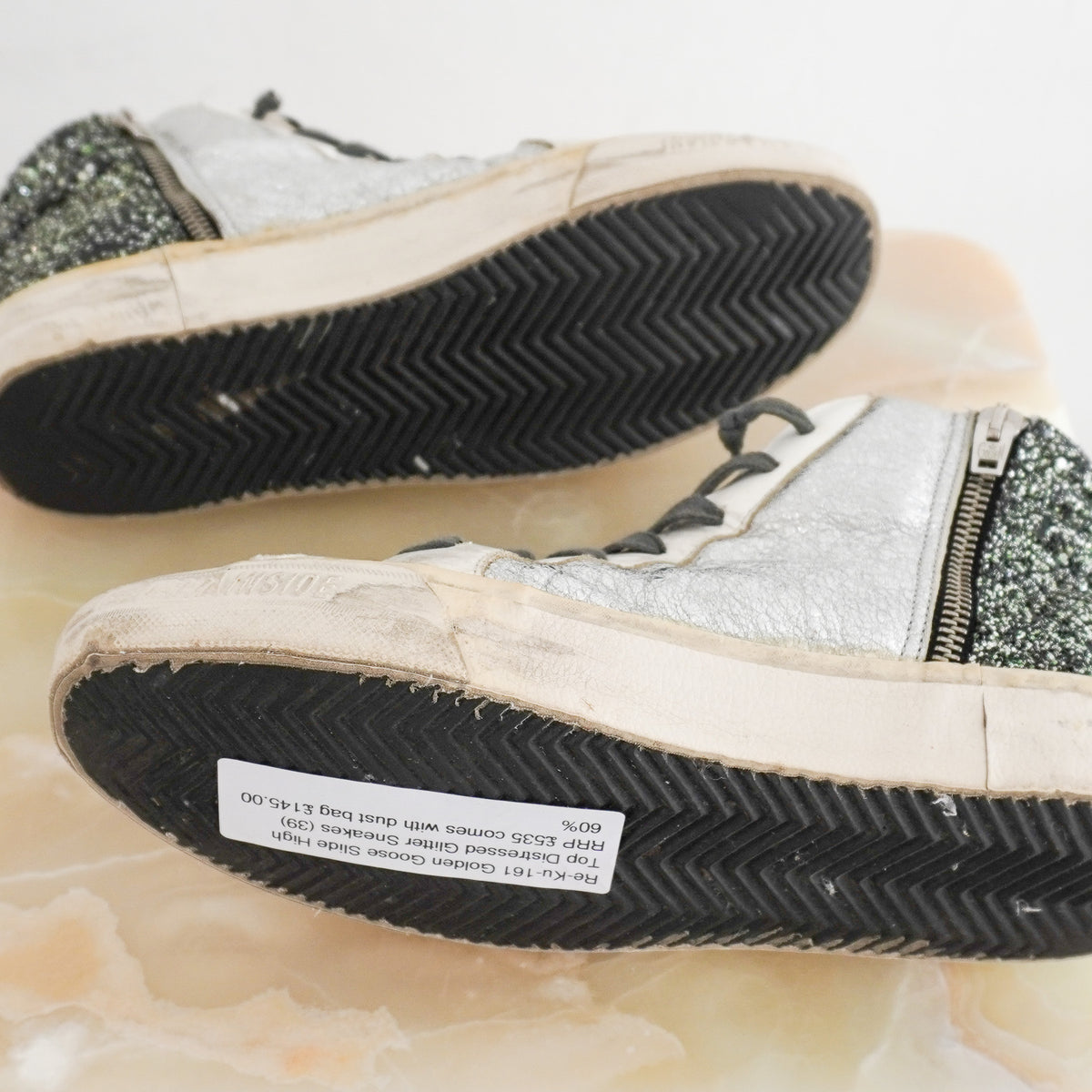 Golden Goose High Top Distressed Glitter Sneaker (RRP £535) | Authentic Preloved