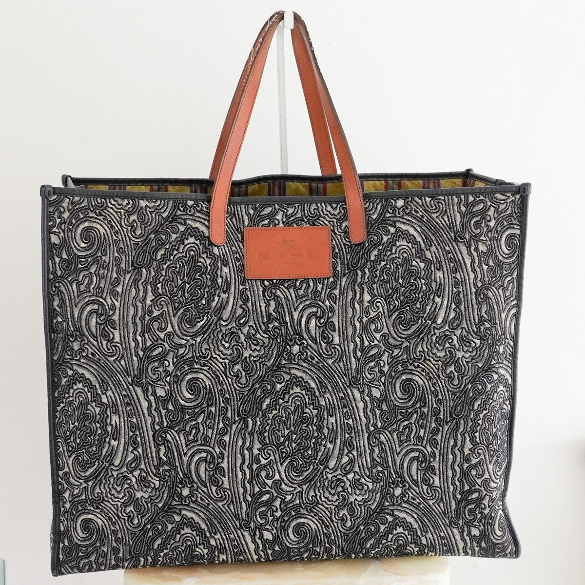 Etro Navy Blue Paisley Jacquard and Leather Shopper Tote (RRP £400) | FINAL SALE