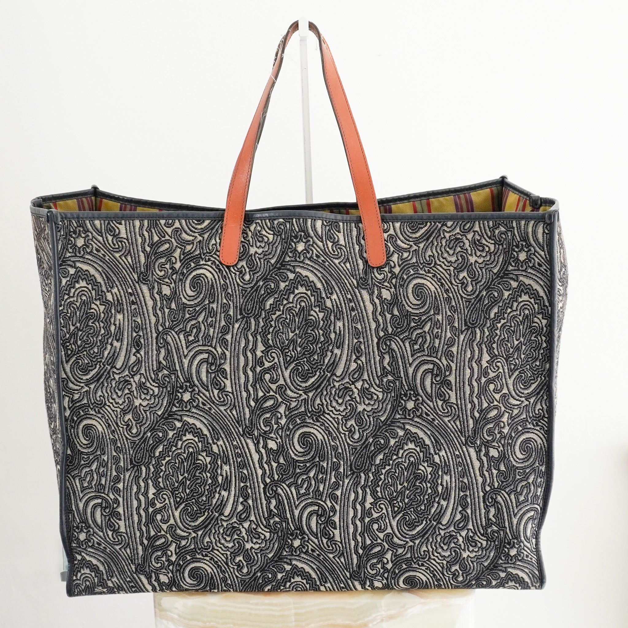 Etro Navy Blue Paisley Jacquard and Leather Shopper Tote (RRP £400) | FINAL SALE