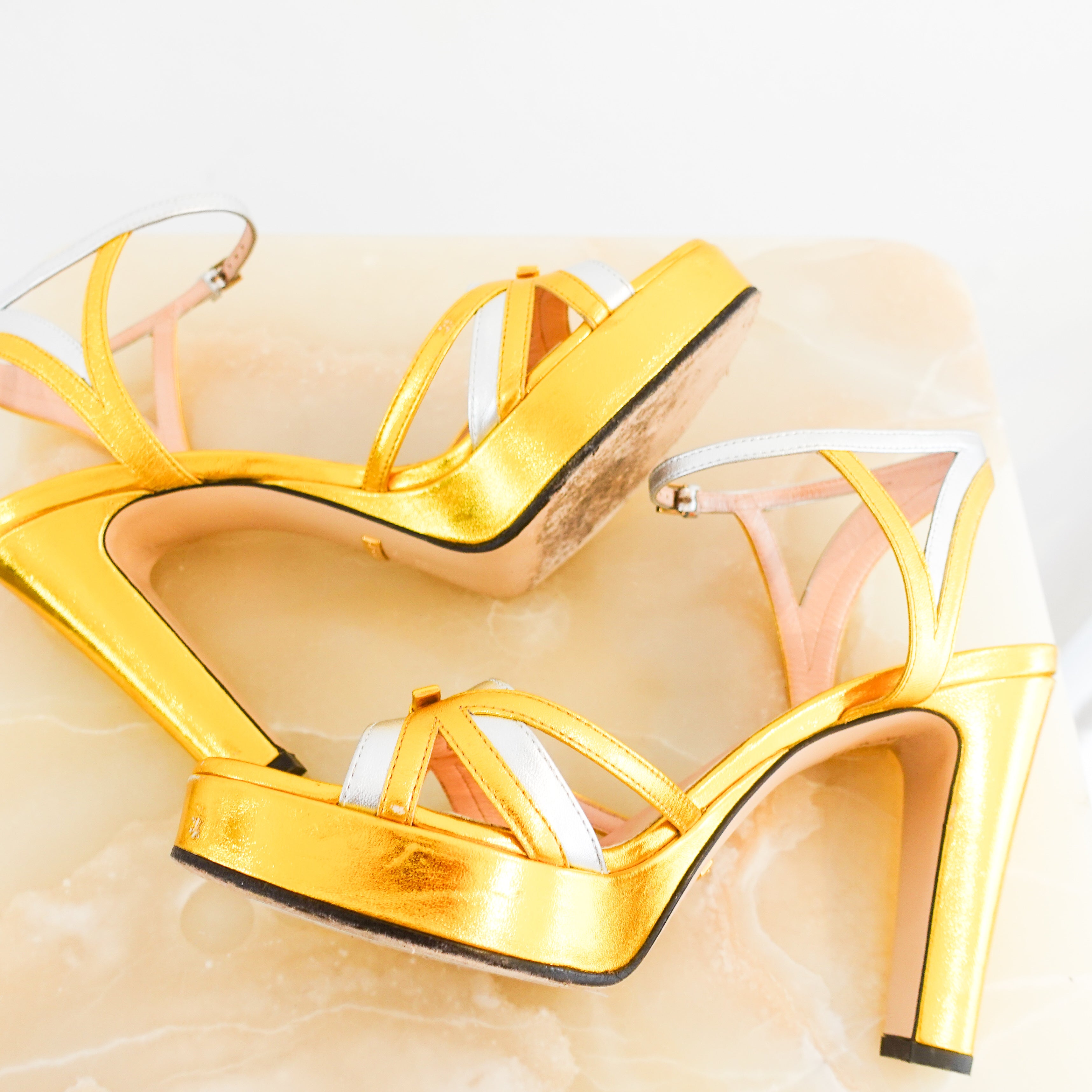 Gucci Platform Sandals in Gold RRP £840 | Authentic Preloved